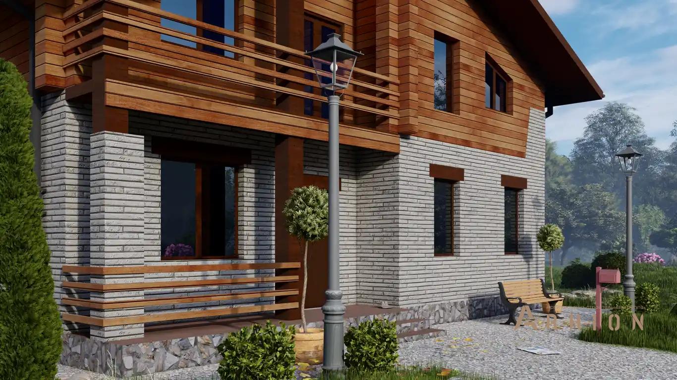 6. Проект одноэтажного дома в европейском стиле с многоскатной кровлей, H-1033, площадью - 180 кв c мансардой, сауной, терассой, балконом