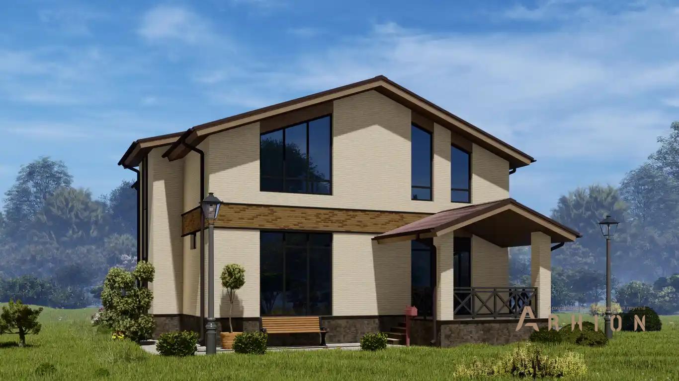 1. Проект одноэтажного дома в европейском стиле с многоскатной кровлей, H-1034, площадью - 156 кв c мансардой, терассой