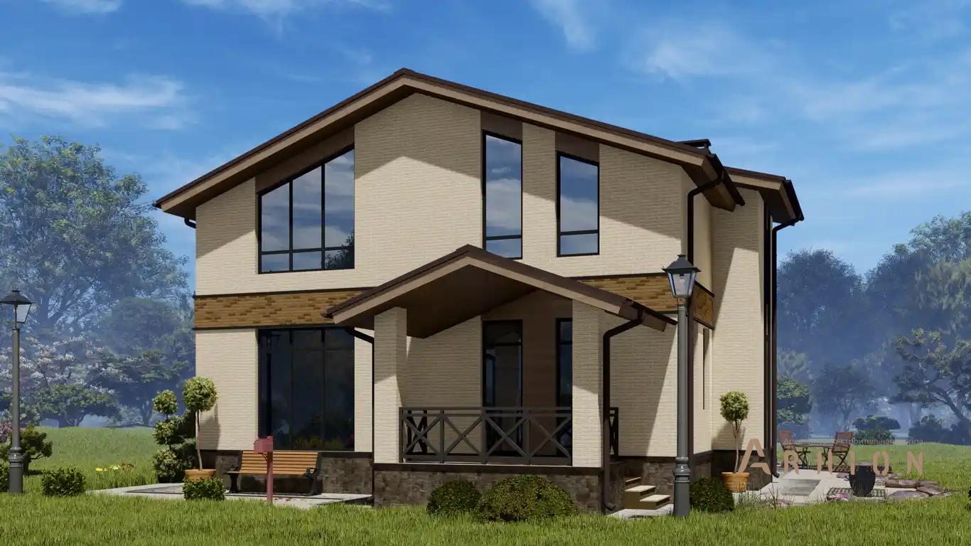 7. Проект одноэтажного дома в европейском стиле с многоскатной кровлей, H-1034, площадью - 156 кв c мансардой, терассой