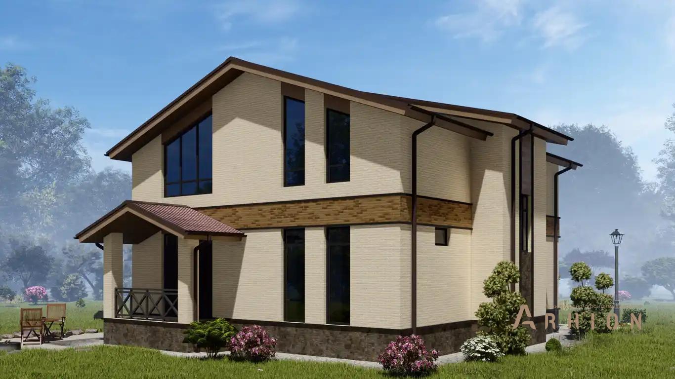 5. Проект одноэтажного дома в европейском стиле с многоскатной кровлей, H-1034, площадью - 156 кв c мансардой, терассой