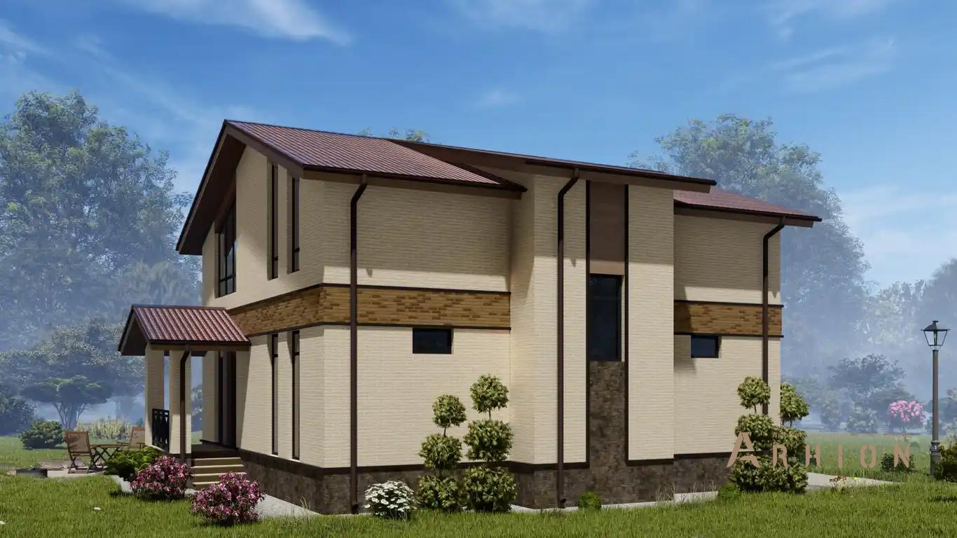 4. Проект одноэтажного дома в европейском стиле с многоскатной кровлей, H-1034, площадью - 156 кв c мансардой, терассой