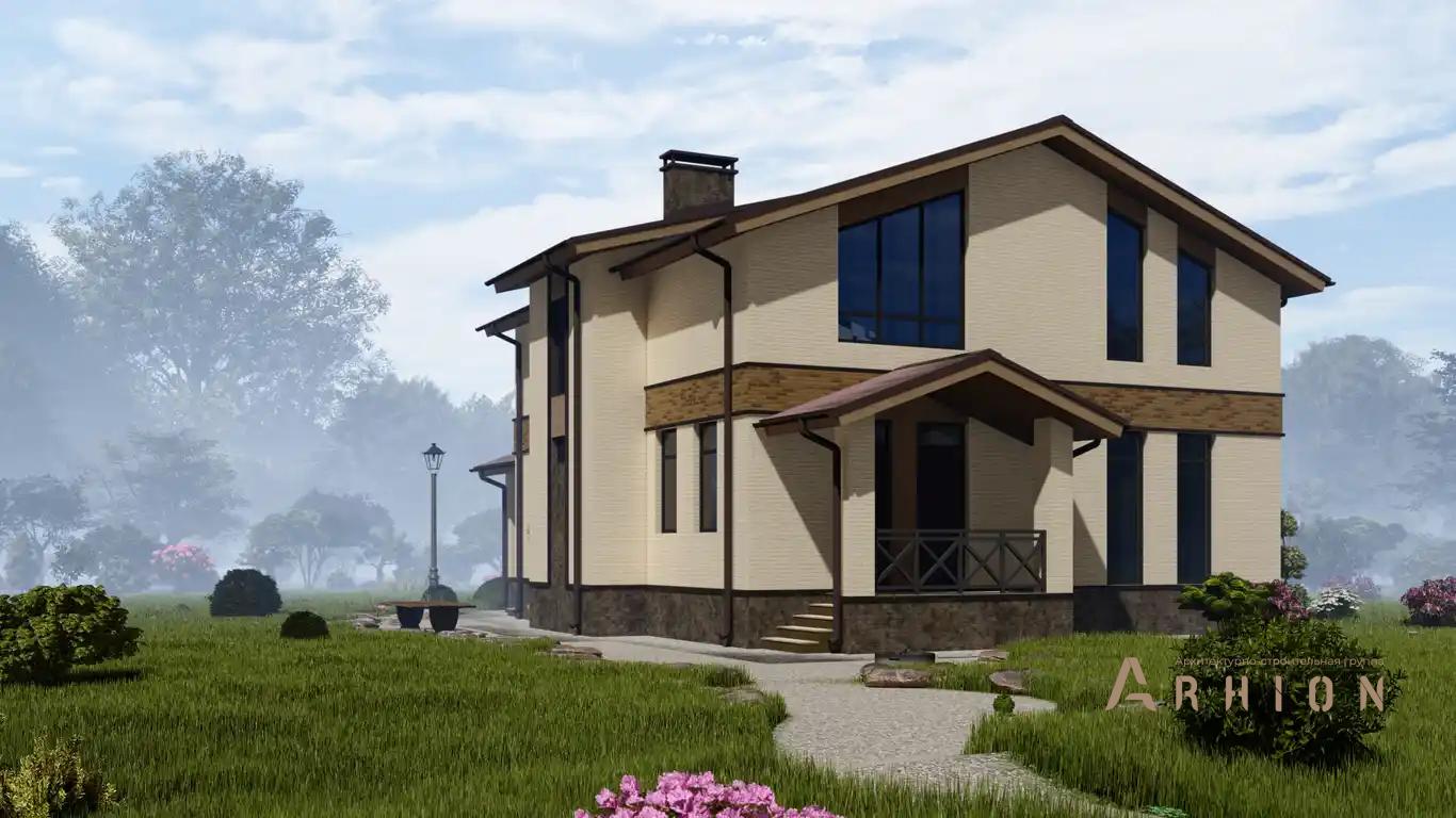 2. Проект одноэтажного дома в европейском стиле с многоскатной кровлей, H-1034, площадью - 156 кв c мансардой, терассой