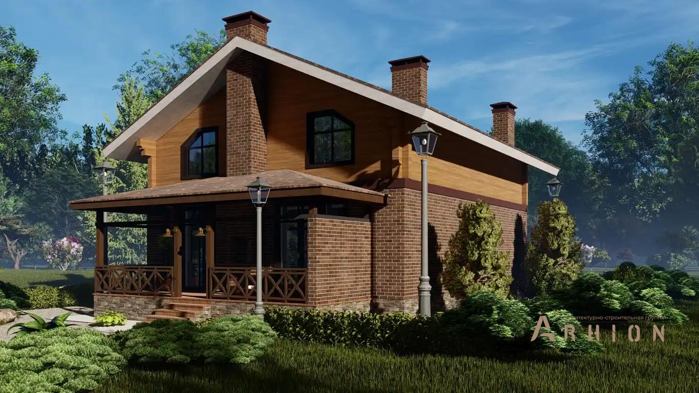 7. Проект одноэтажного дома в канадском стиле с двускатной кровлей, H-1037, площадью - 172 кв c мансардой, терассой