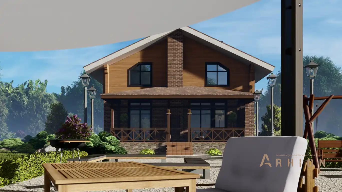 6. Проект одноэтажного дома в канадском стиле с двускатной кровлей, H-1037, площадью - 172 кв c мансардой, терассой