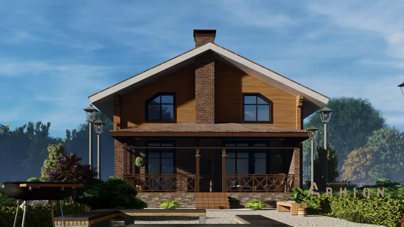 3. Проект одноэтажного дома в канадском стиле с двускатной кровлей, H-1037, площадью - 172 кв c мансардой, терассой