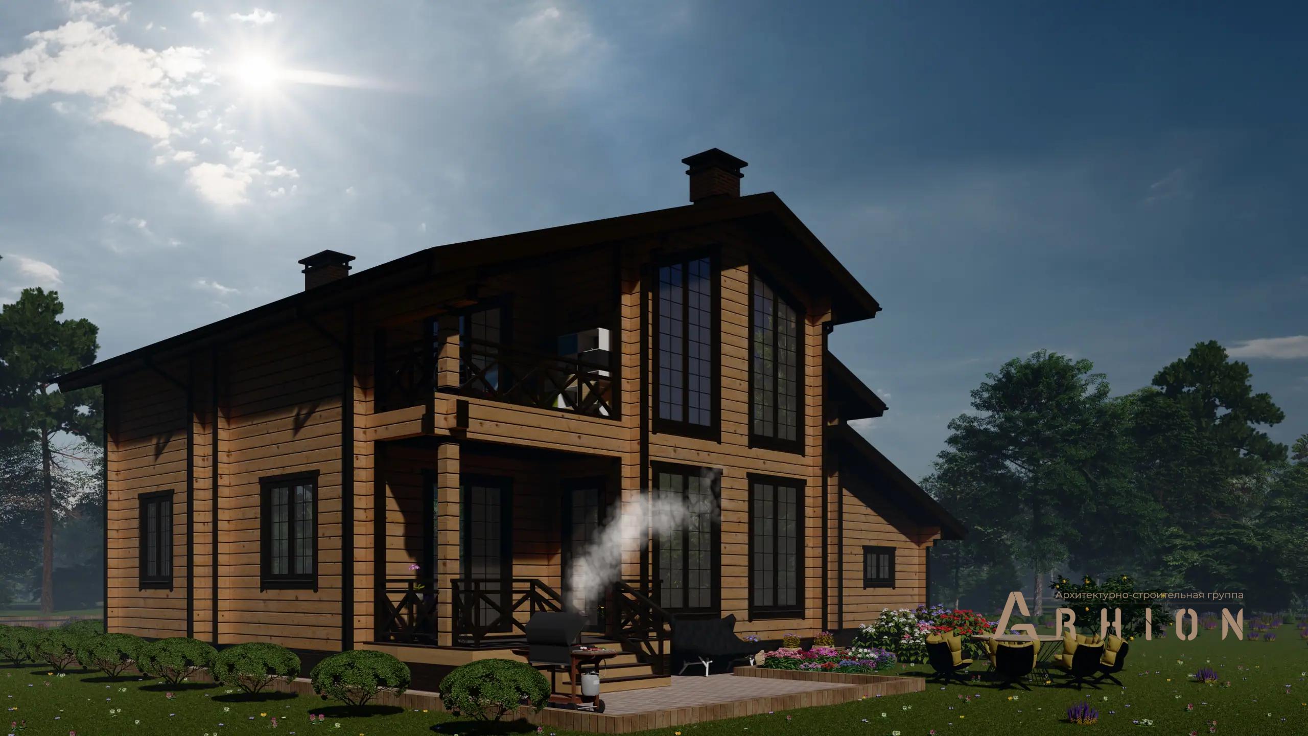 7. Проект двухэтажного дома в скандинавском стиле с двускатной кровлей, H-1039, площадью - 152 кв c сауной, терассой, балконом, гаражом