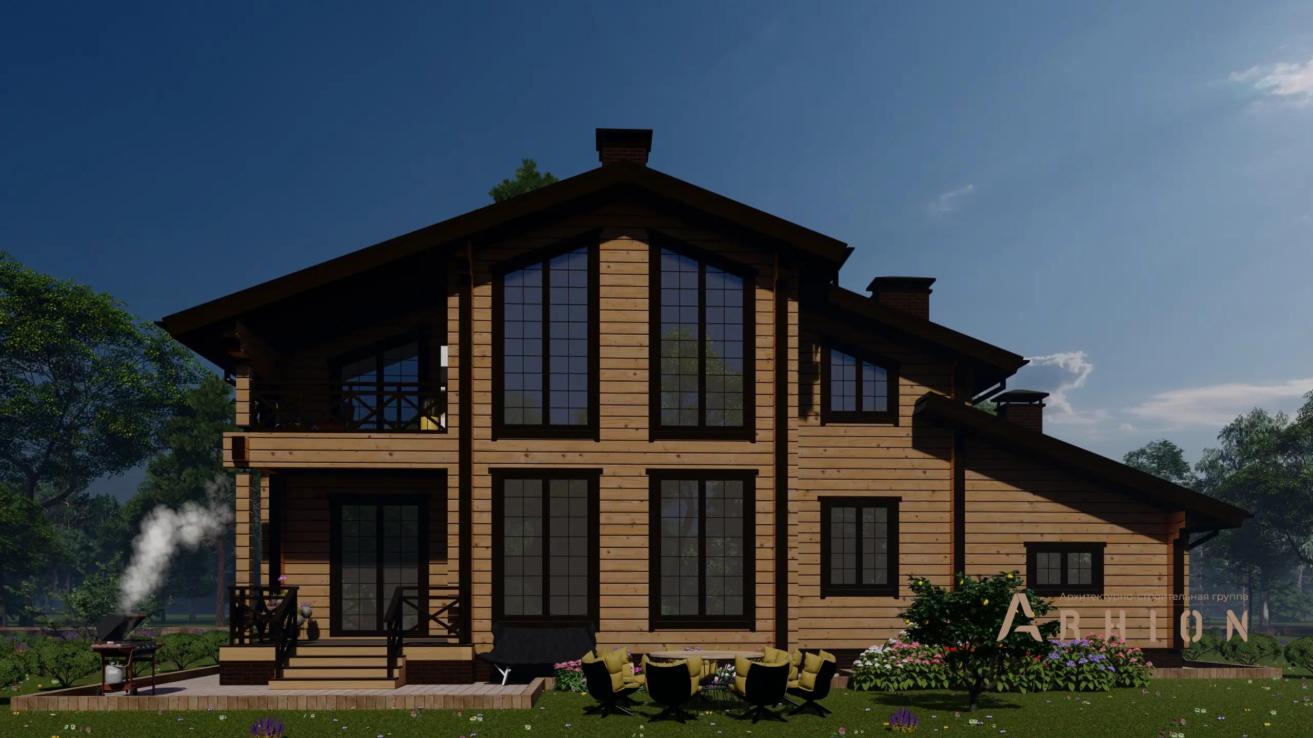 2. Проект двухэтажного дома в скандинавском стиле с двускатной кровлей, H-1039, площадью - 152 кв c сауной, терассой, балконом, гаражом