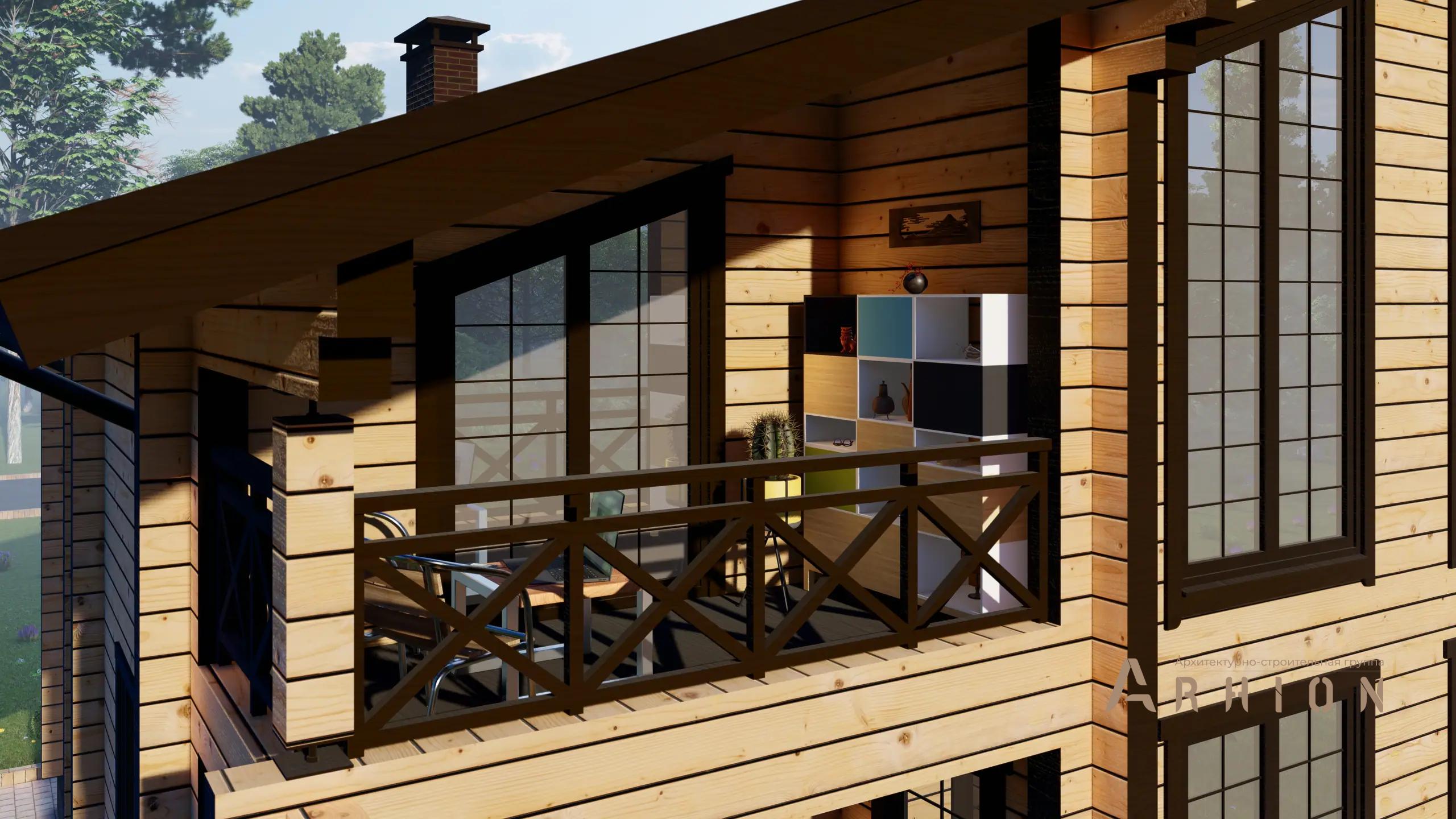 5. Проект двухэтажного дома в скандинавском стиле с двускатной кровлей, H-1039, площадью - 152 кв c сауной, терассой, балконом, гаражом