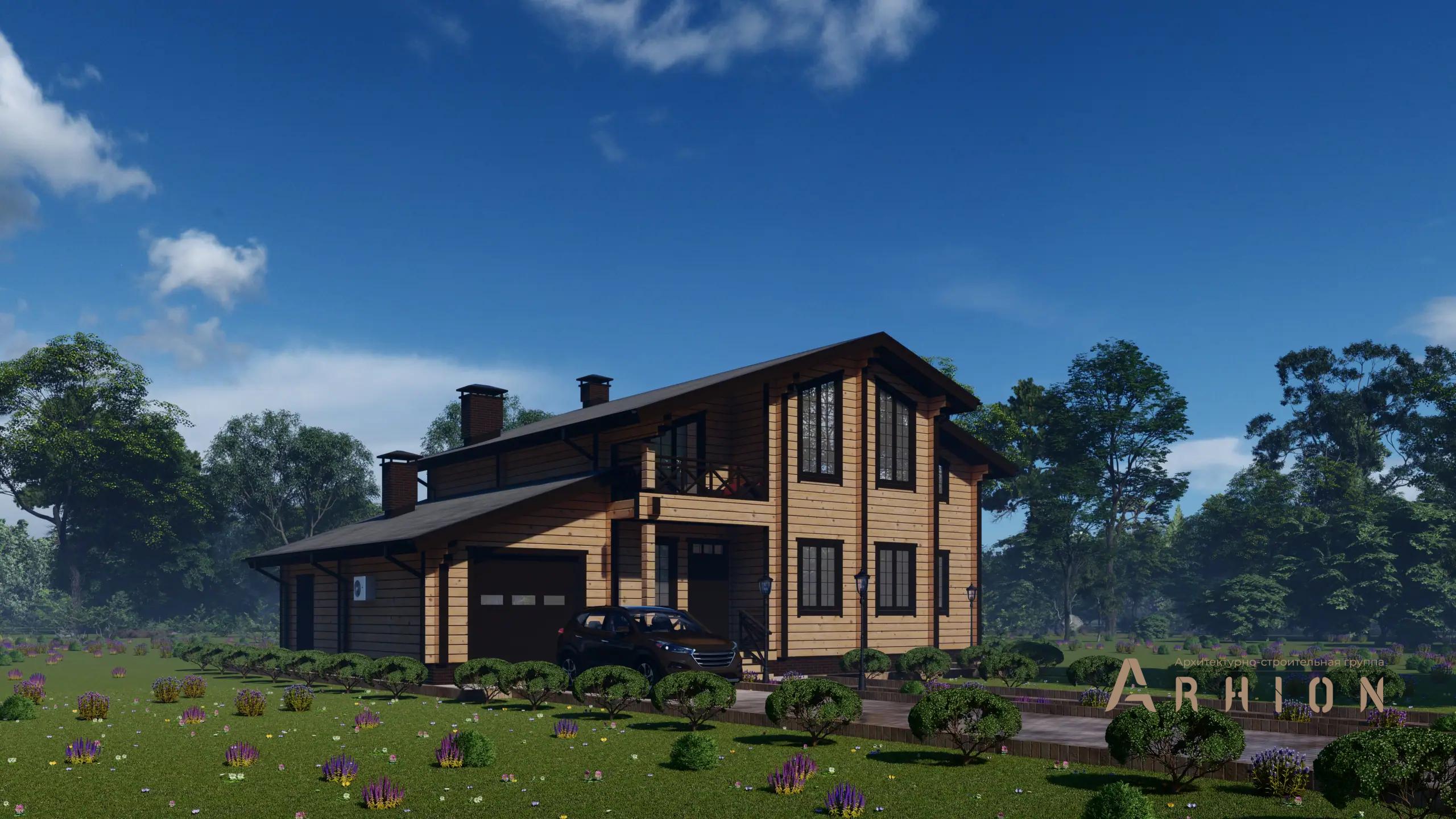 9. Проект двухэтажного дома в скандинавском стиле с двускатной кровлей, H-1039, площадью - 152 кв c сауной, терассой, балконом, гаражом