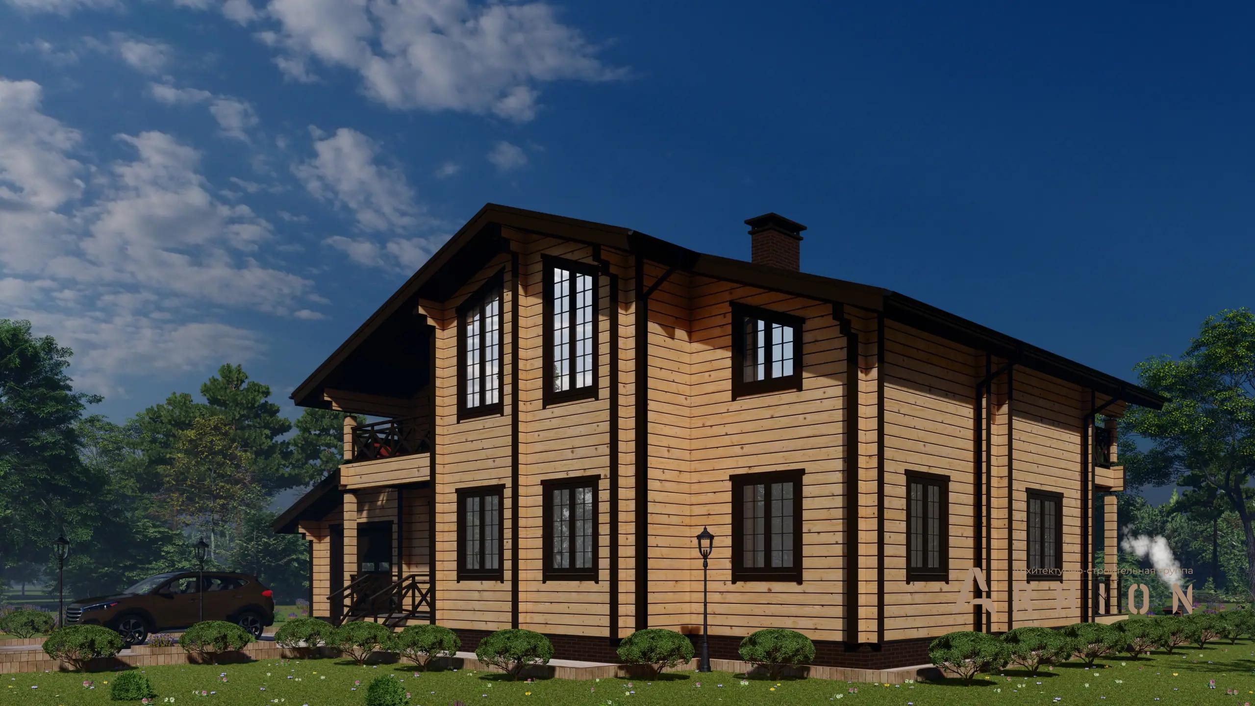 8. Проект двухэтажного дома в скандинавском стиле с двускатной кровлей, H-1039, площадью - 152 кв c сауной, терассой, балконом, гаражом