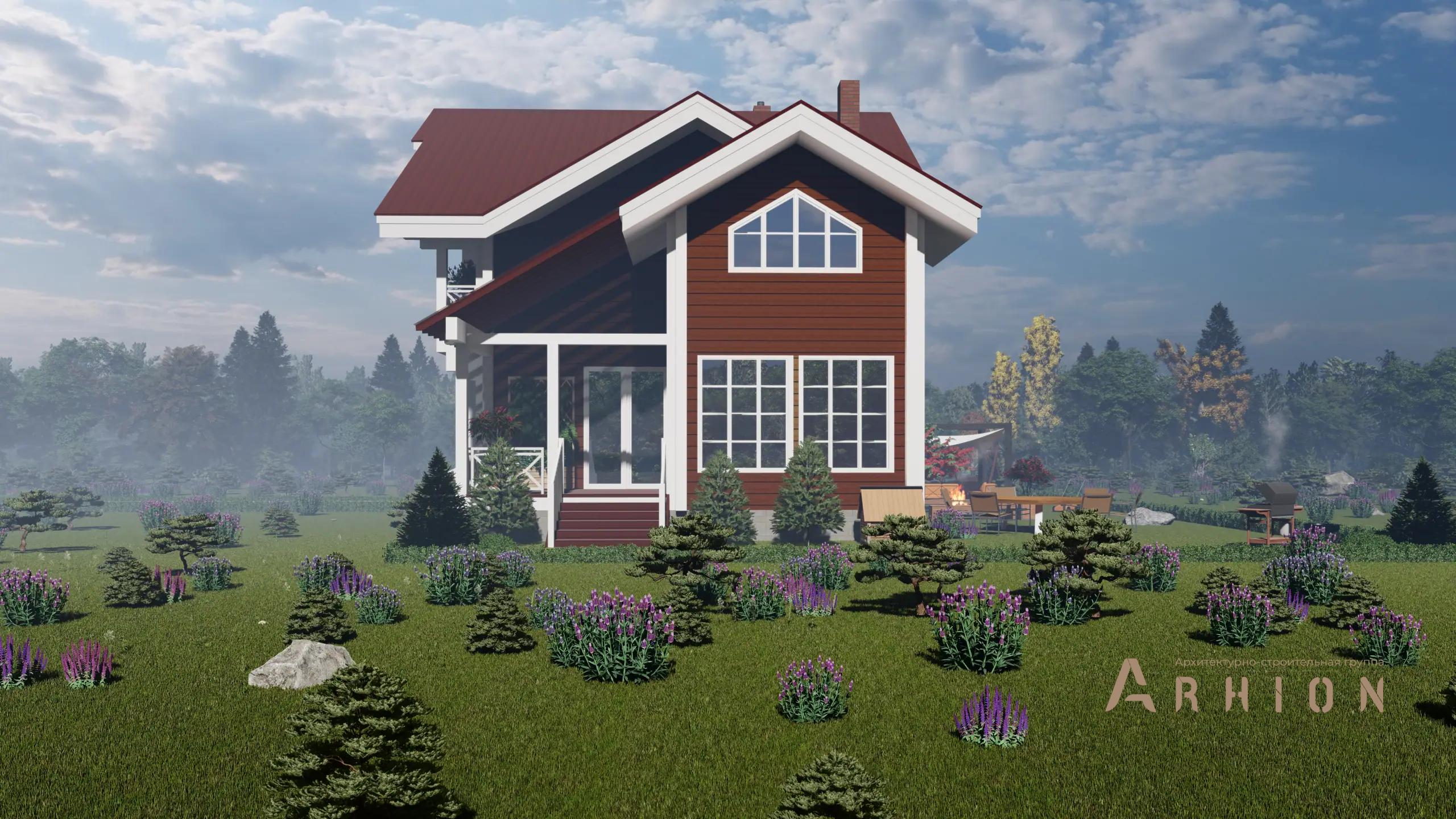 12. Проект одноэтажного дома в европейском стиле с четырехскатной, H-1041, площадью - 253 кв c мансардой, терассой, балконом, вторым светом