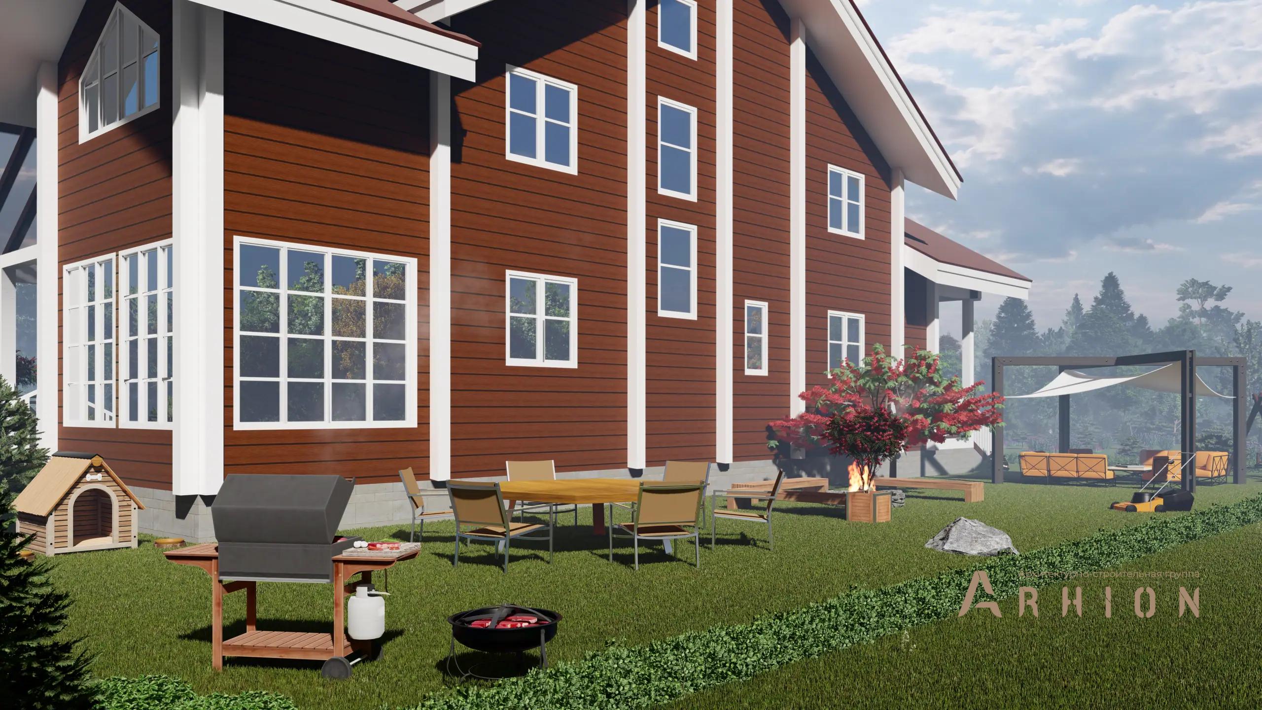 15. Проект одноэтажного дома в европейском стиле с четырехскатной, H-1041, площадью - 253 кв c мансардой, терассой, балконом, вторым светом