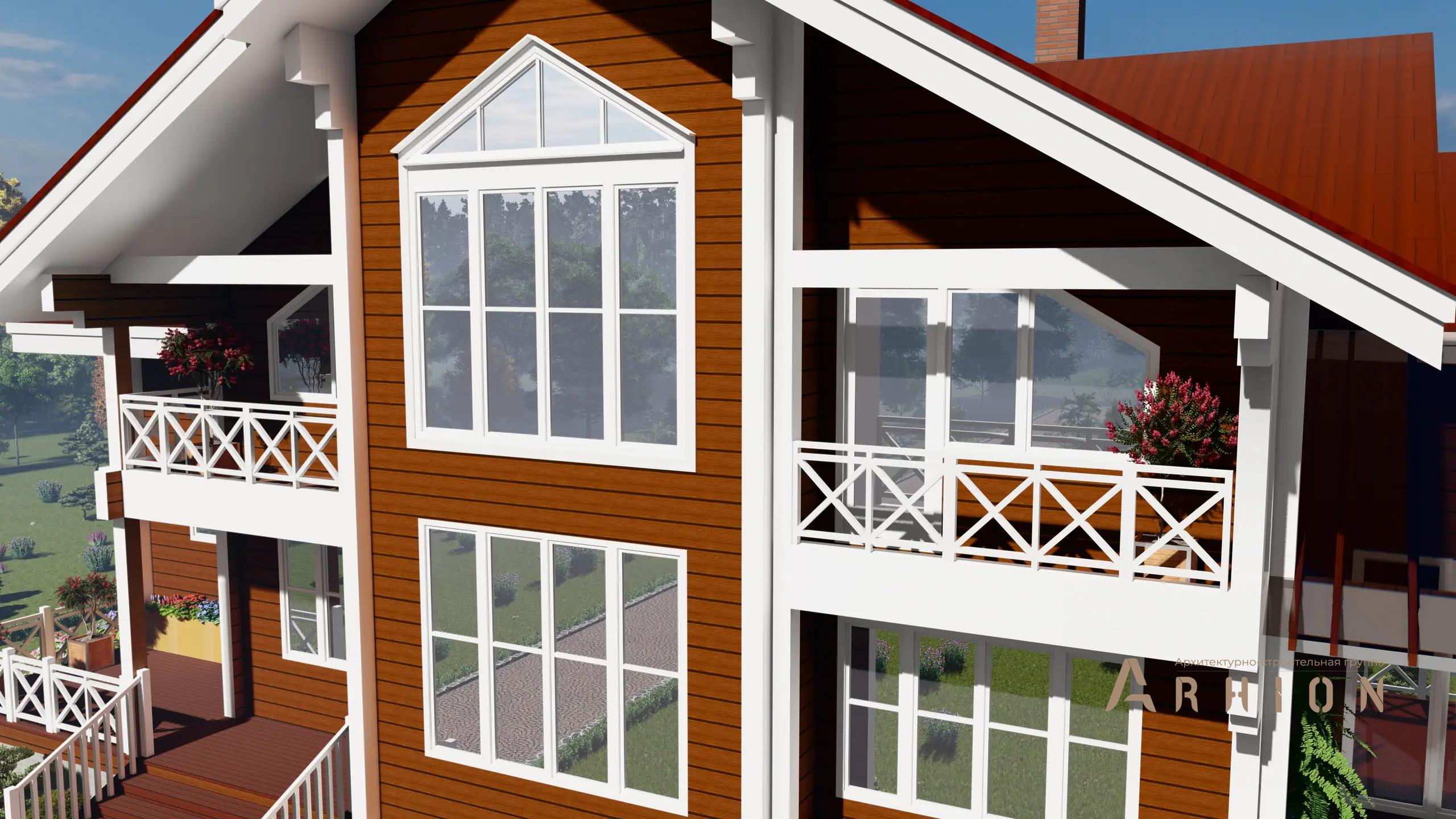 16. Проект одноэтажного дома в европейском стиле с четырехскатной, H-1041, площадью - 253 кв c мансардой, терассой, балконом, вторым светом