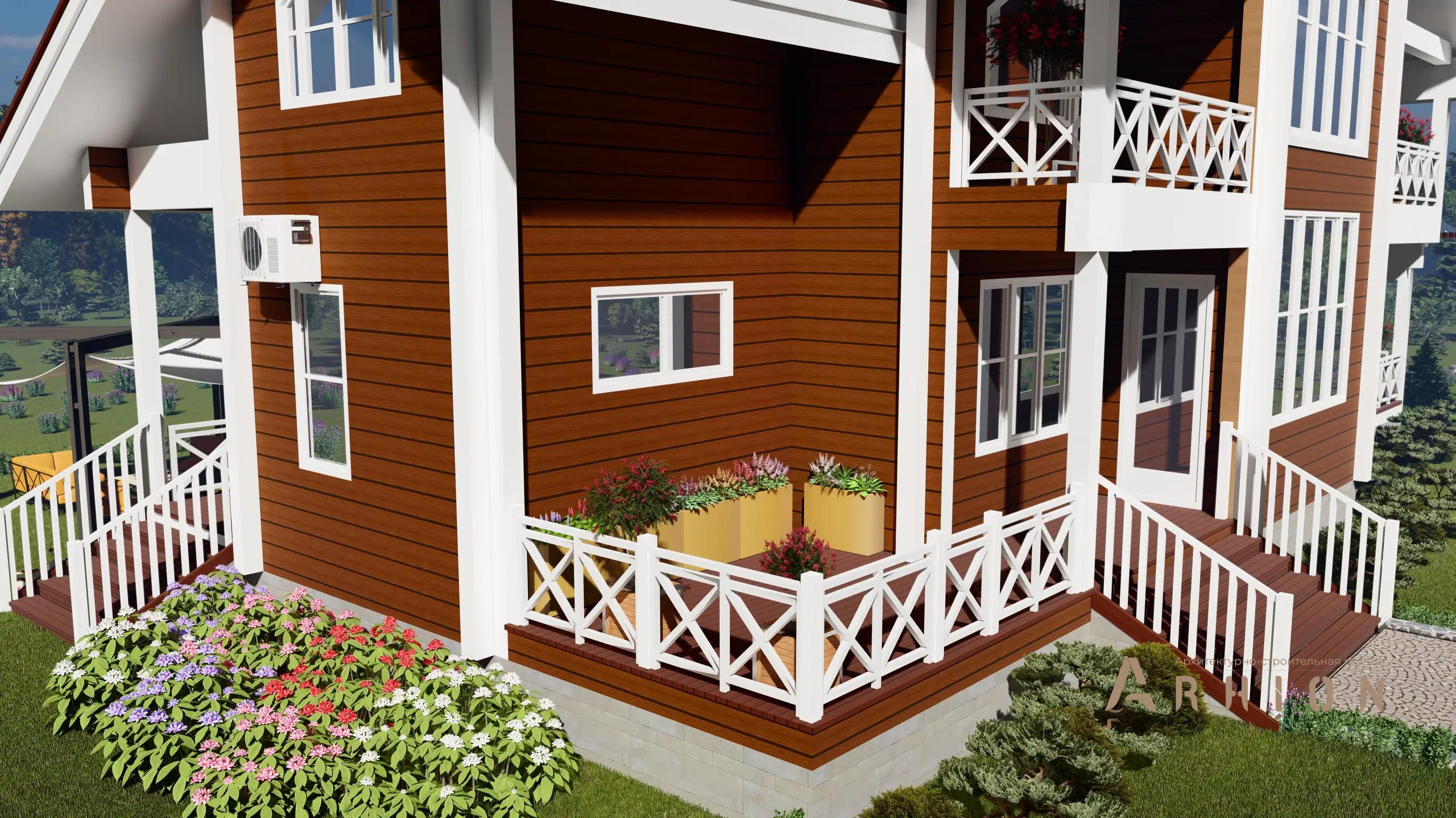 18. Проект одноэтажного дома в европейском стиле с четырехскатной, H-1041, площадью - 253 кв c мансардой, терассой, балконом, вторым светом