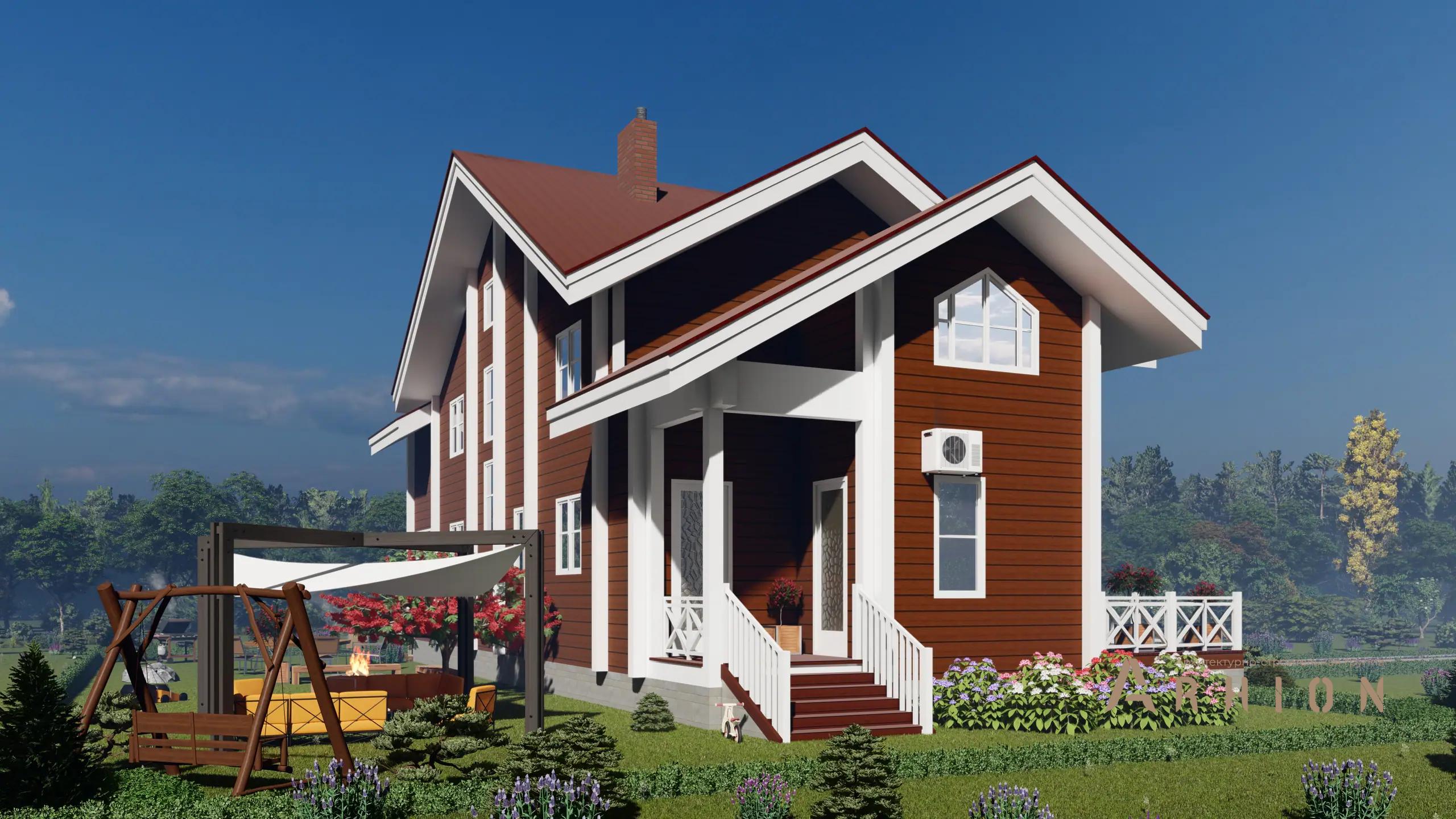 4. Проект одноэтажного дома в европейском стиле с четырехскатной, H-1041, площадью - 253 кв c мансардой, терассой, балконом, вторым светом