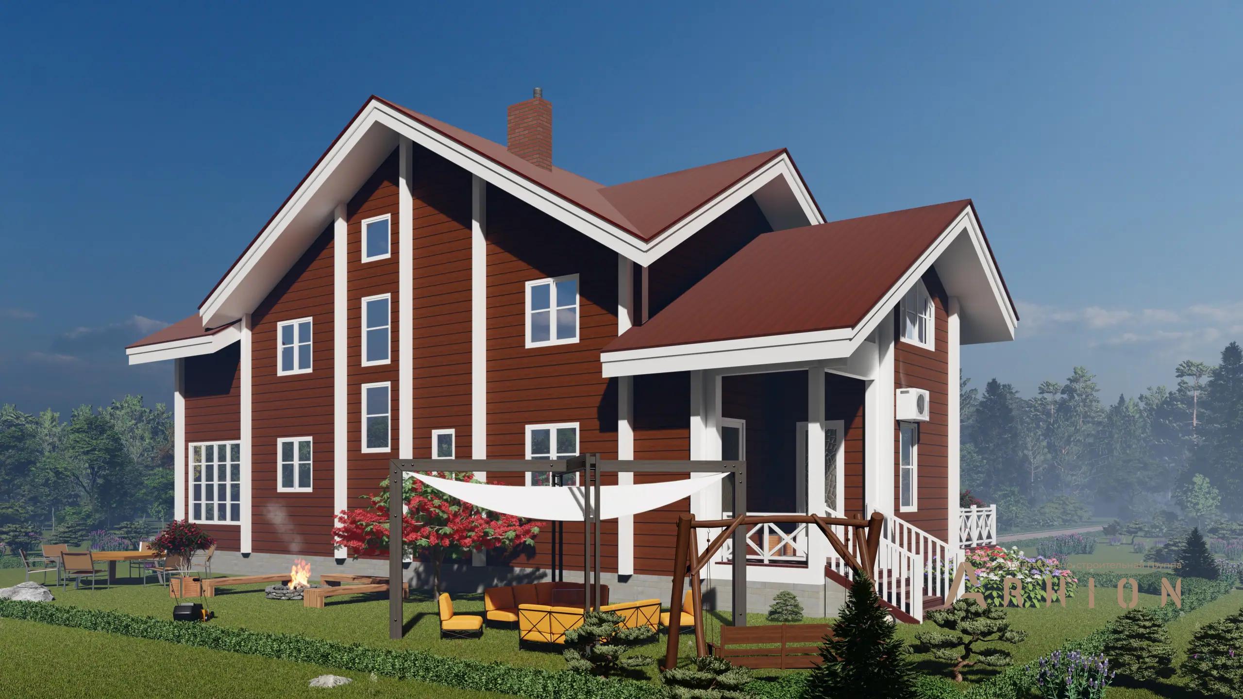 6. Проект одноэтажного дома в европейском стиле с четырехскатной, H-1041, площадью - 253 кв c мансардой, терассой, балконом, вторым светом