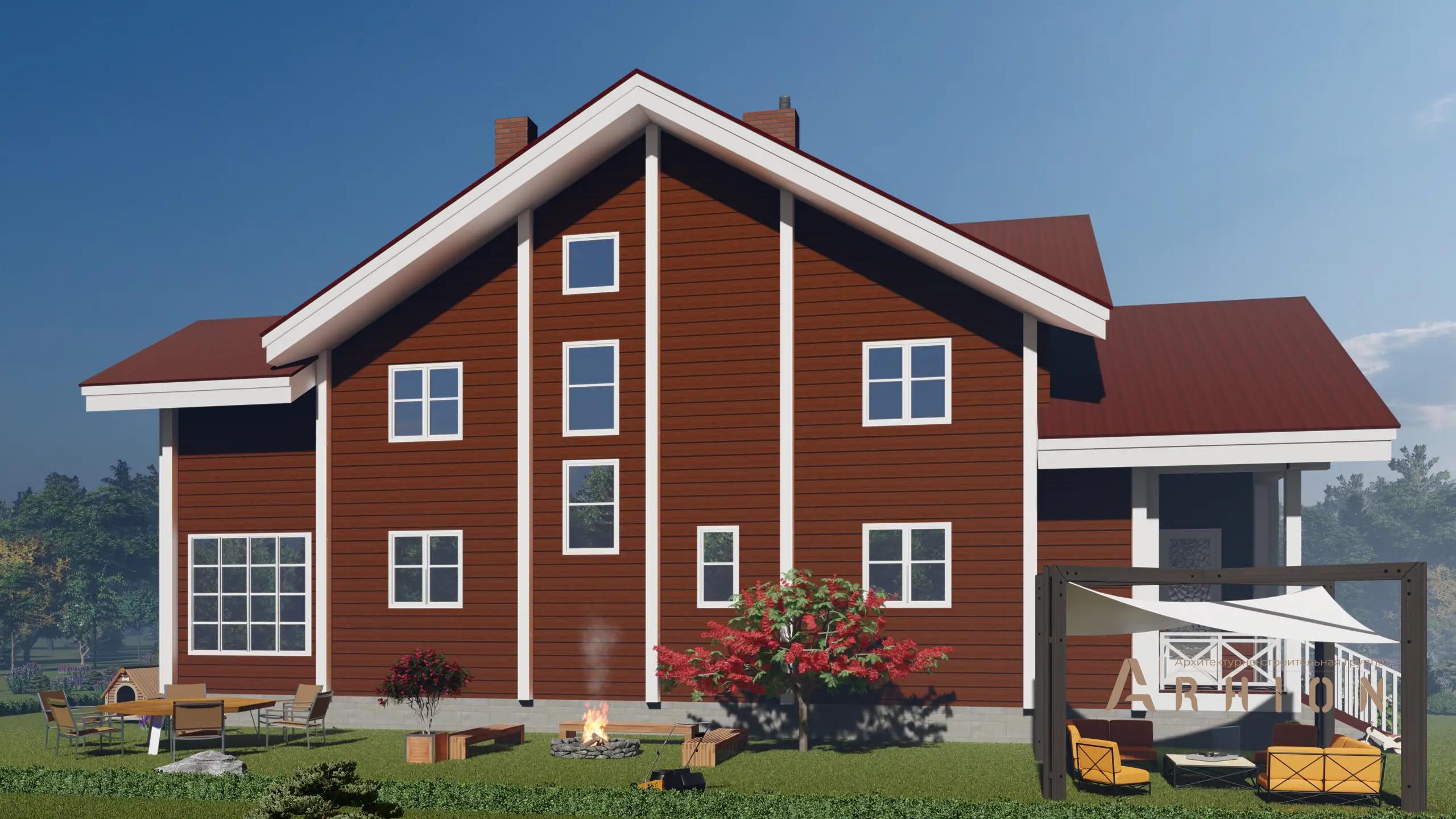 5. Проект одноэтажного дома в европейском стиле с четырехскатной, H-1041, площадью - 253 кв c мансардой, терассой, балконом, вторым светом