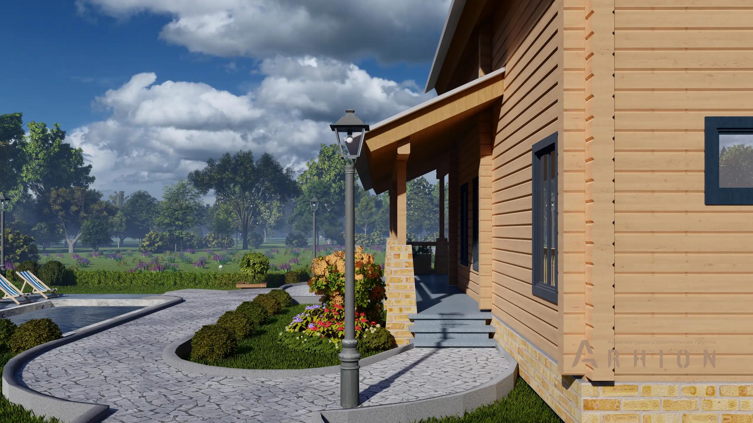 4. Проект двухэтажного дома в скандинавском стиле с многоскатной кровлей, H-1044, площадью - 127 кв c мансардой, сауной, терассой