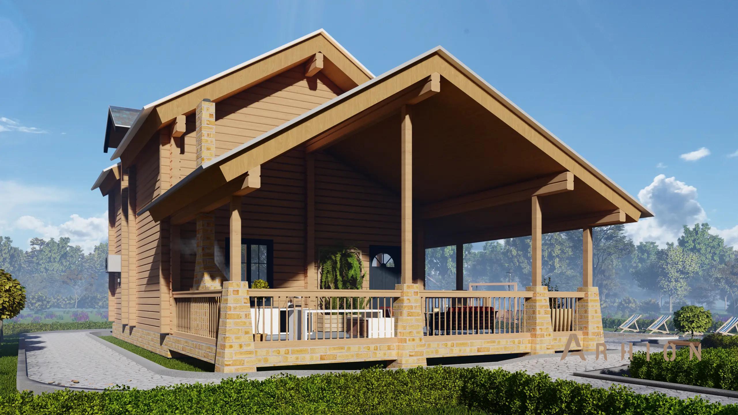 10. Проект двухэтажного дома в скандинавском стиле с многоскатной кровлей, H-1044, площадью - 127 кв c мансардой, сауной, терассой