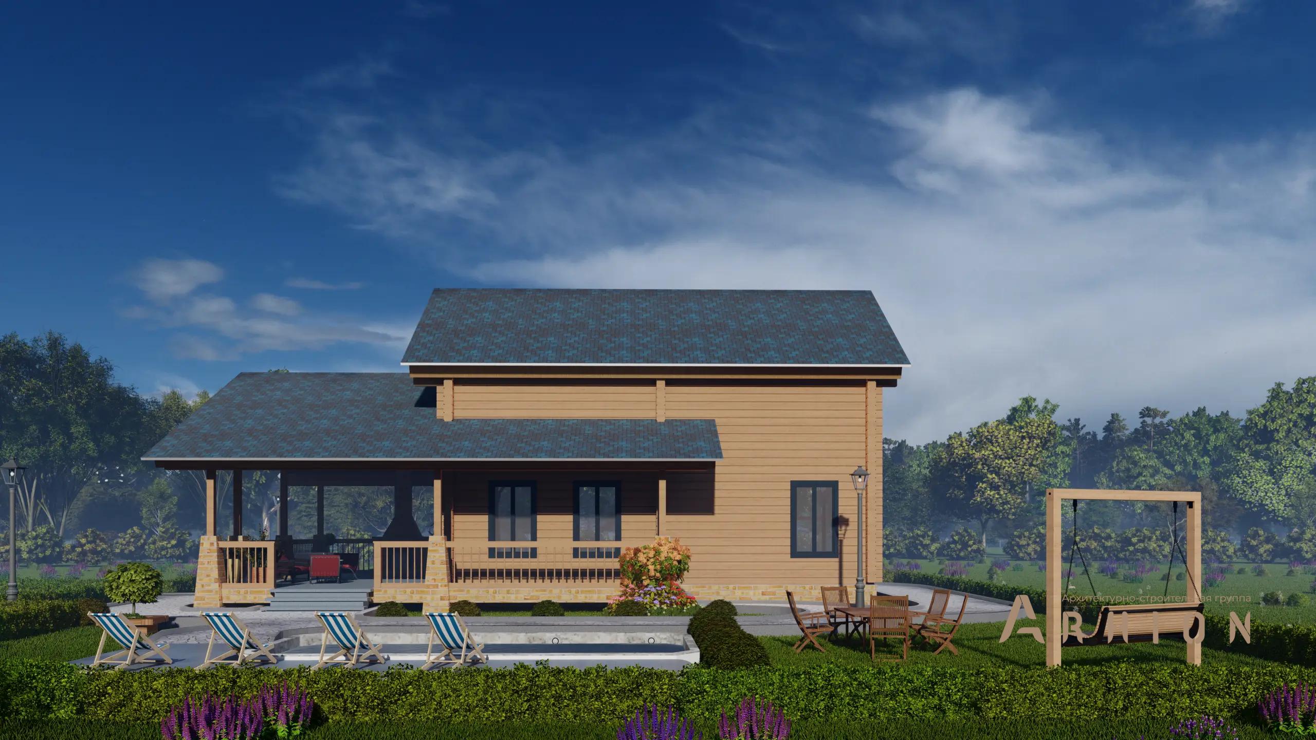 6. Проект двухэтажного дома в скандинавском стиле с многоскатной кровлей, H-1044, площадью - 127 кв c мансардой, сауной, терассой