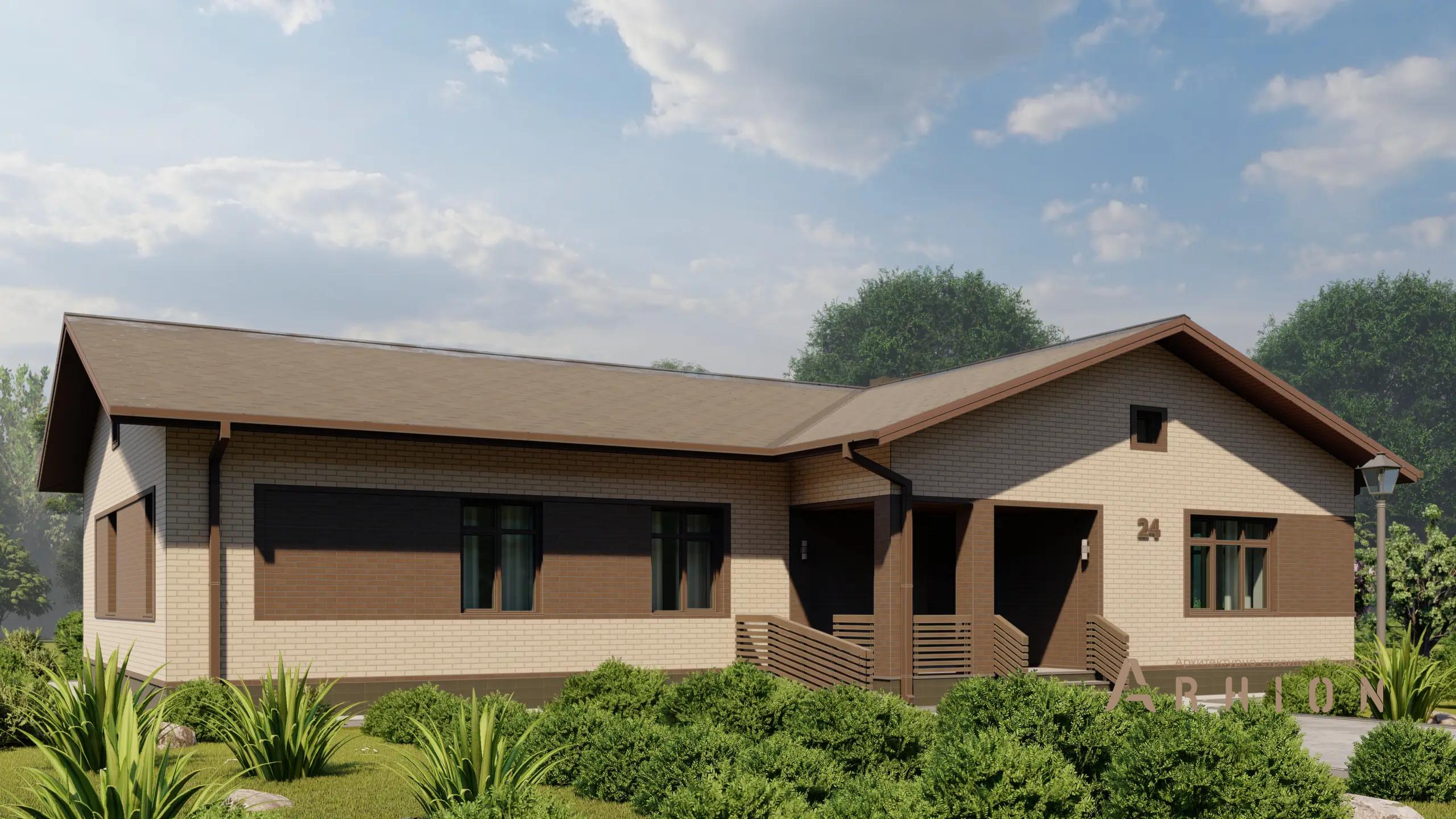 9. Проект одноэтажного дома в европейском стиле с двускатной кровлей, H-1045, площадью - 127 кв