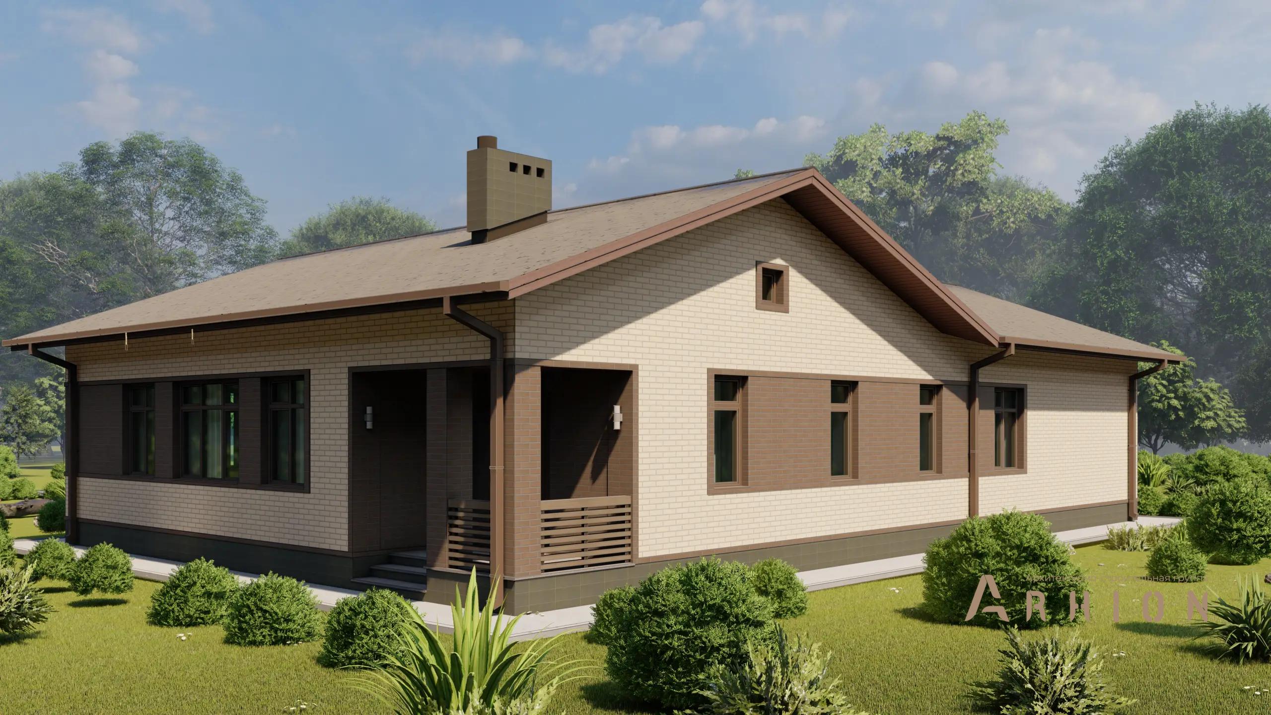 6. Проект одноэтажного дома в европейском стиле с двускатной кровлей, H-1045, площадью - 127 кв