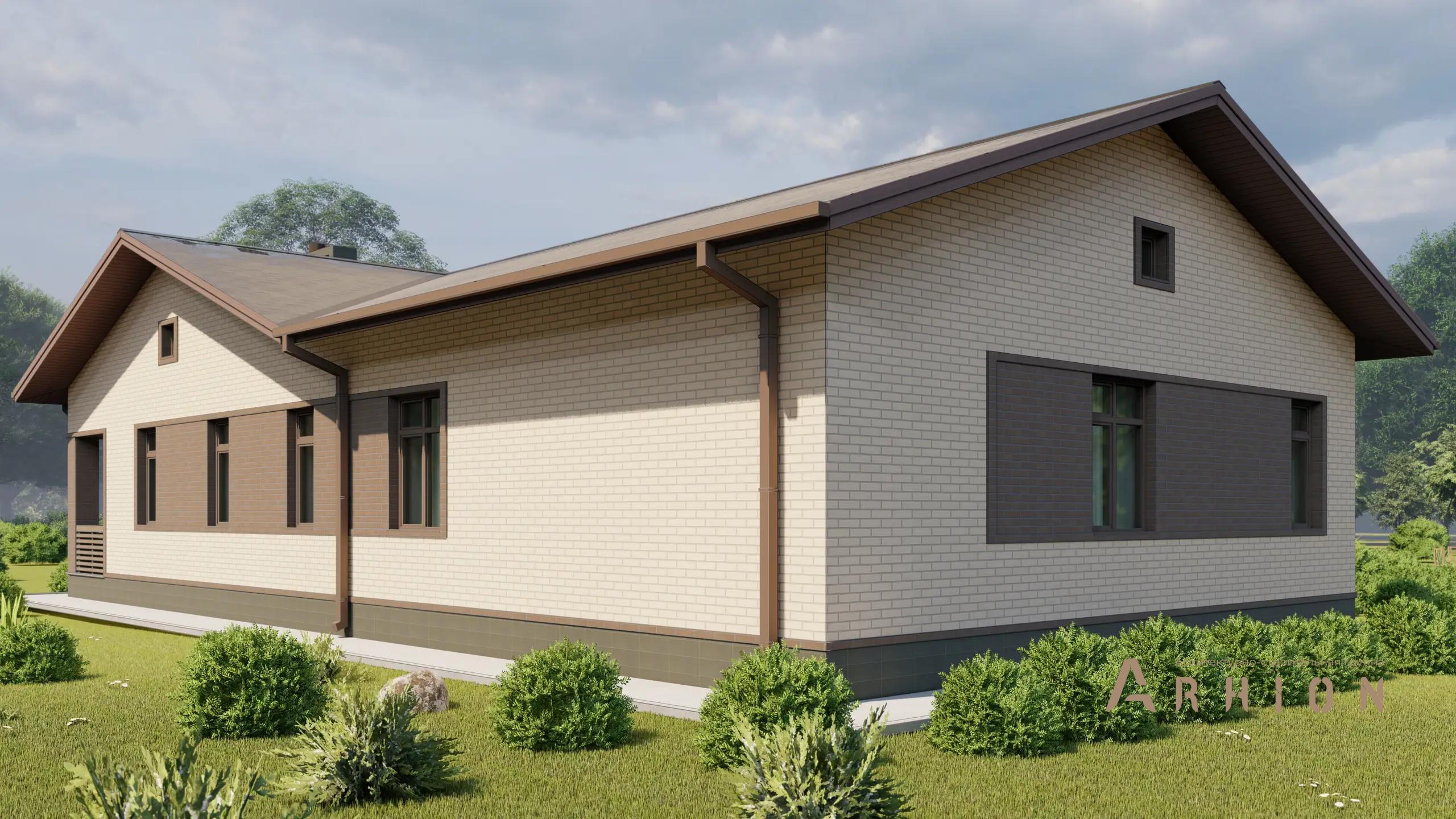 7. Проект одноэтажного дома в европейском стиле с двускатной кровлей, H-1045, площадью - 127 кв