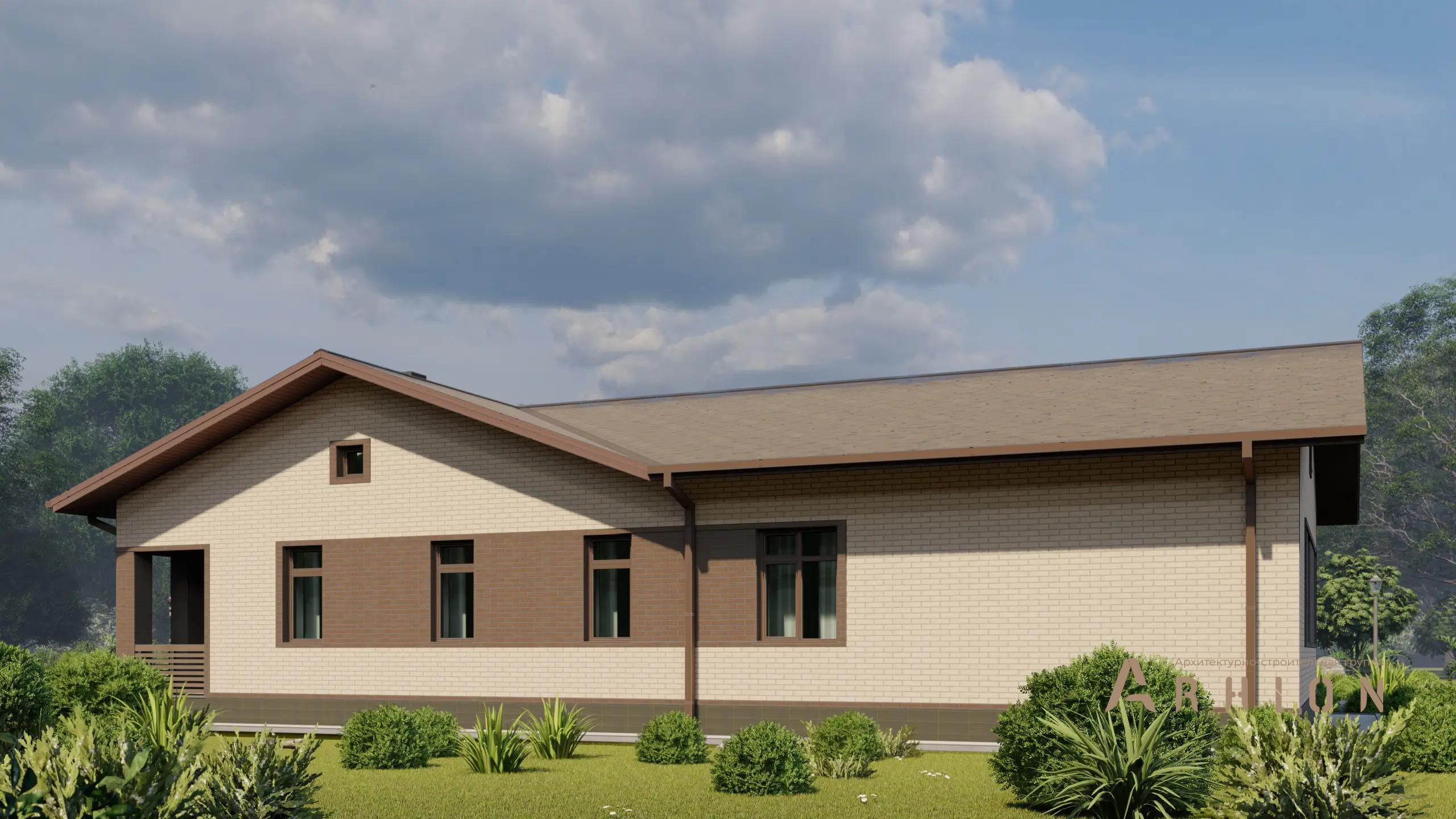 3. Проект одноэтажного дома в европейском стиле с двускатной кровлей, H-1045, площадью - 127 кв