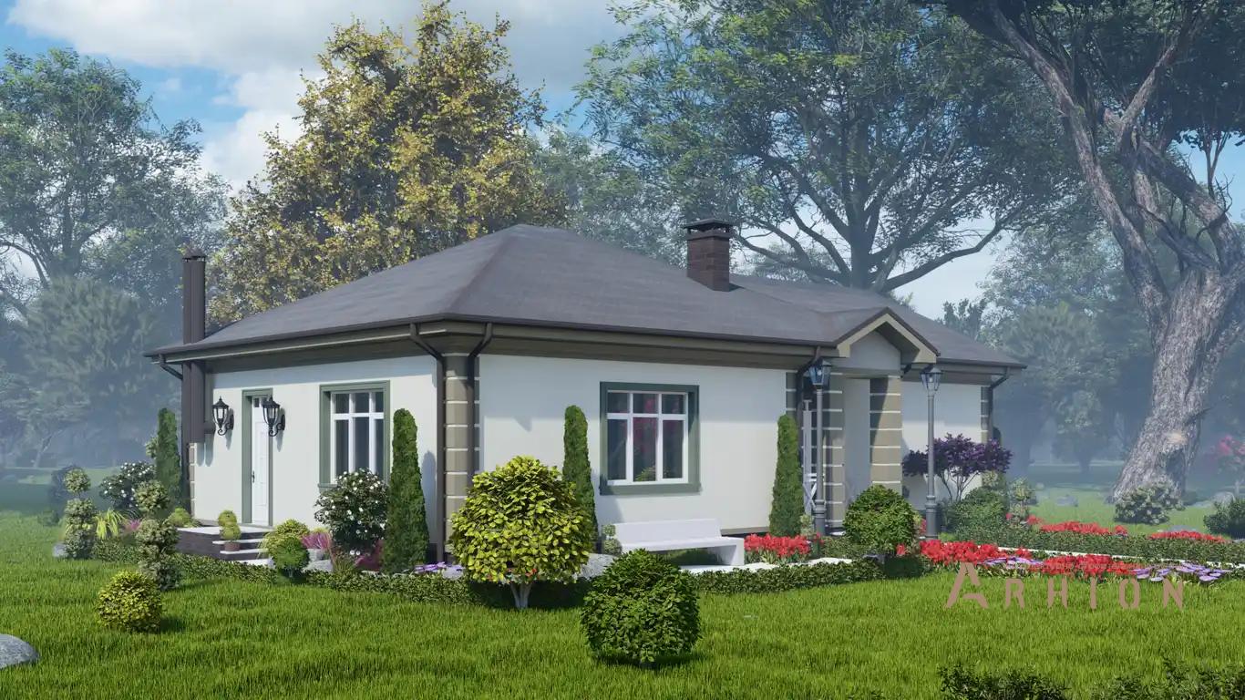 8. Проект одноэтажного дома в европейском стиле с двускатной кровлей, h-1047, площадью - 122 кв