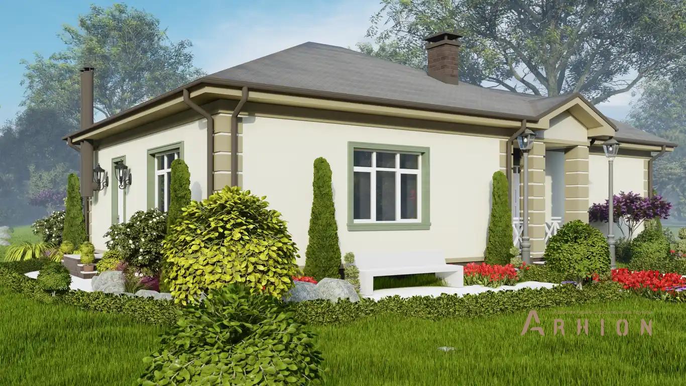 5. Проект одноэтажного дома в европейском стиле с двускатной кровлей, h-1047, площадью - 122 кв