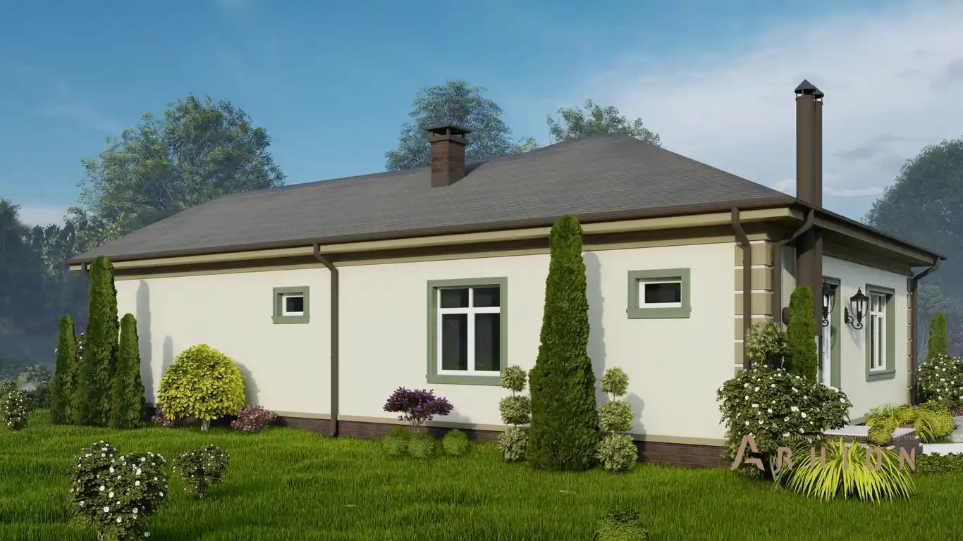 2. Проект одноэтажного дома в европейском стиле с двускатной кровлей, h-1047, площадью - 122 кв