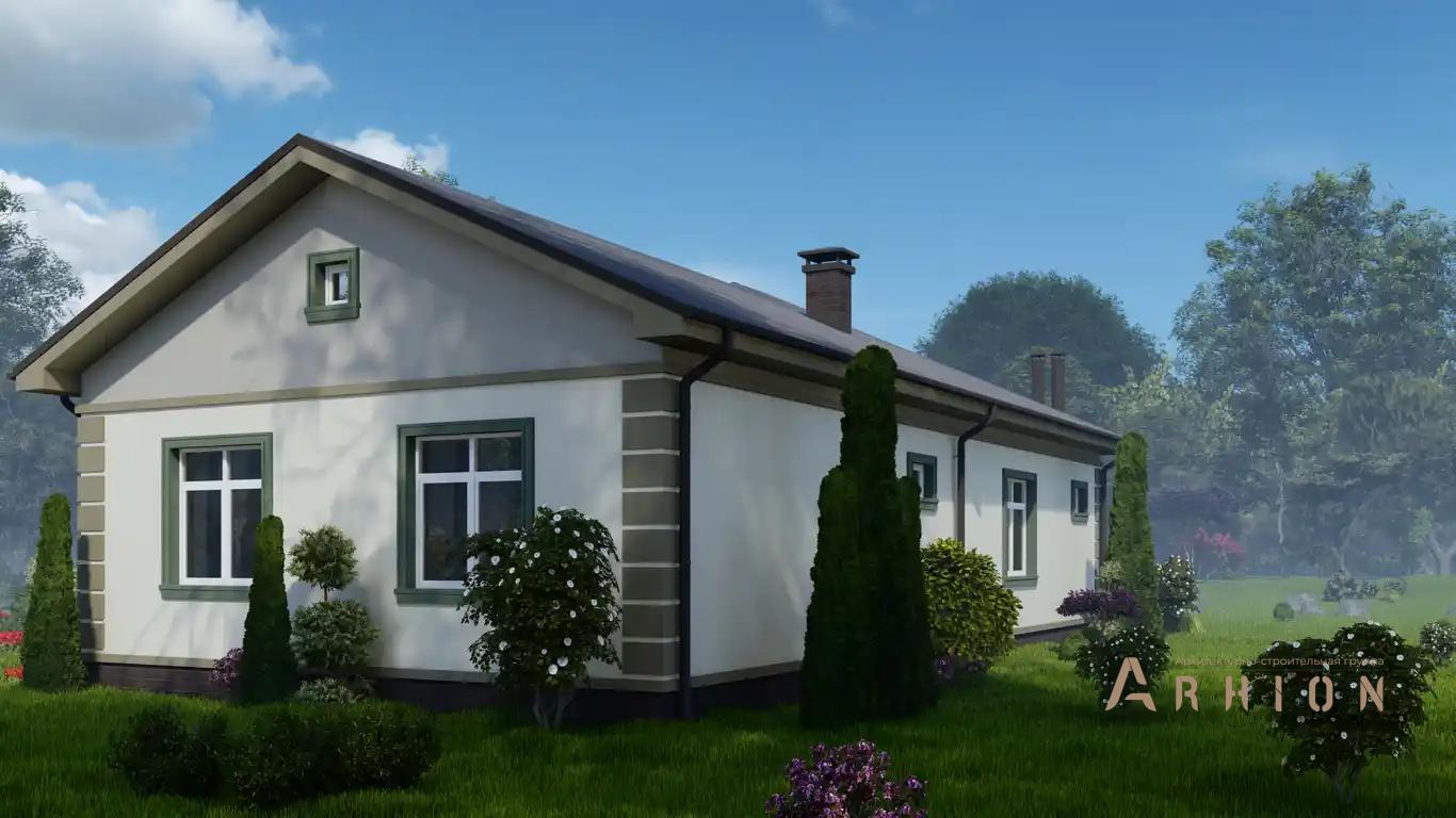 3. Проект одноэтажного дома в европейском стиле с двускатной кровлей, h-1047, площадью - 122 кв