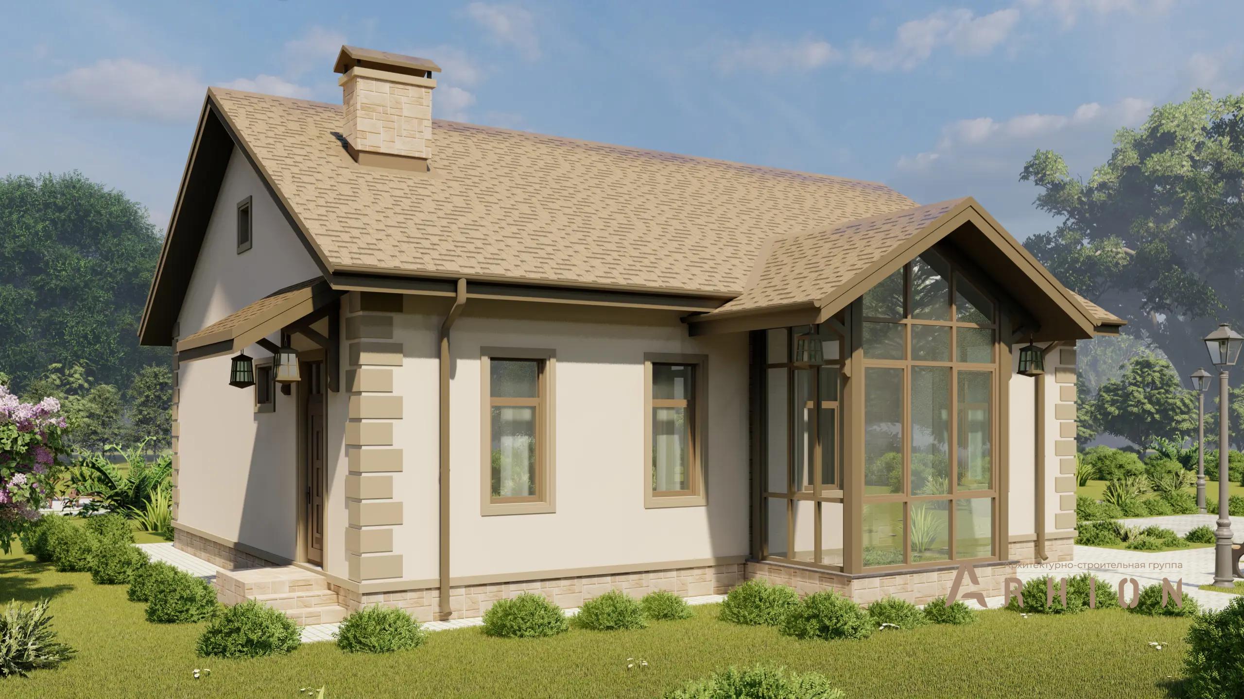 4. Проект одноэтажного дома в европейском стиле с двускатной кровлей, H-1048, площадью - 112 кв