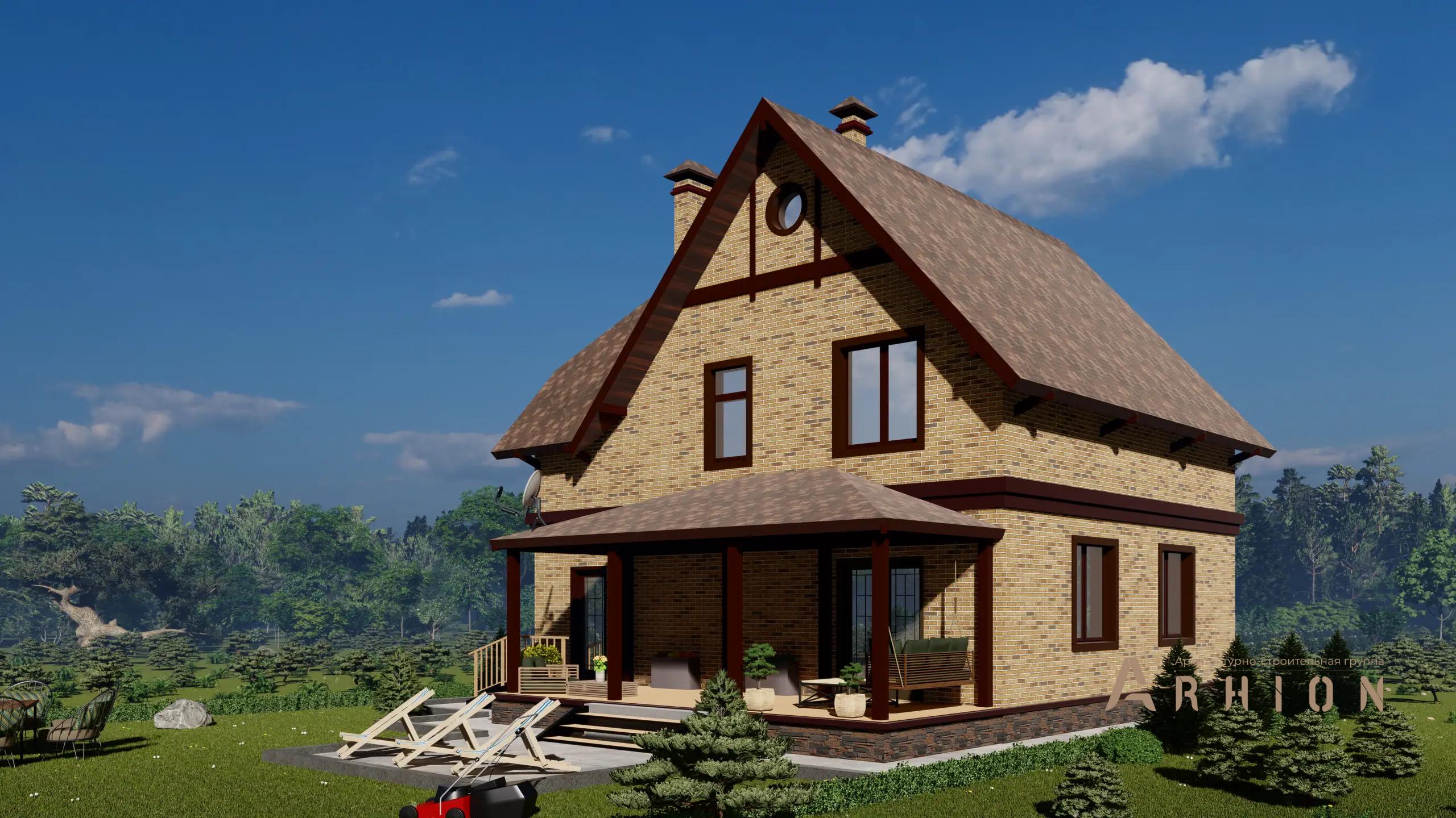 8. Проект одноэтажного дома в европейском стиле с многоскатной кровлей, H-1100, площадью - 157 кв c мансардой, терассой, балконом, эркером