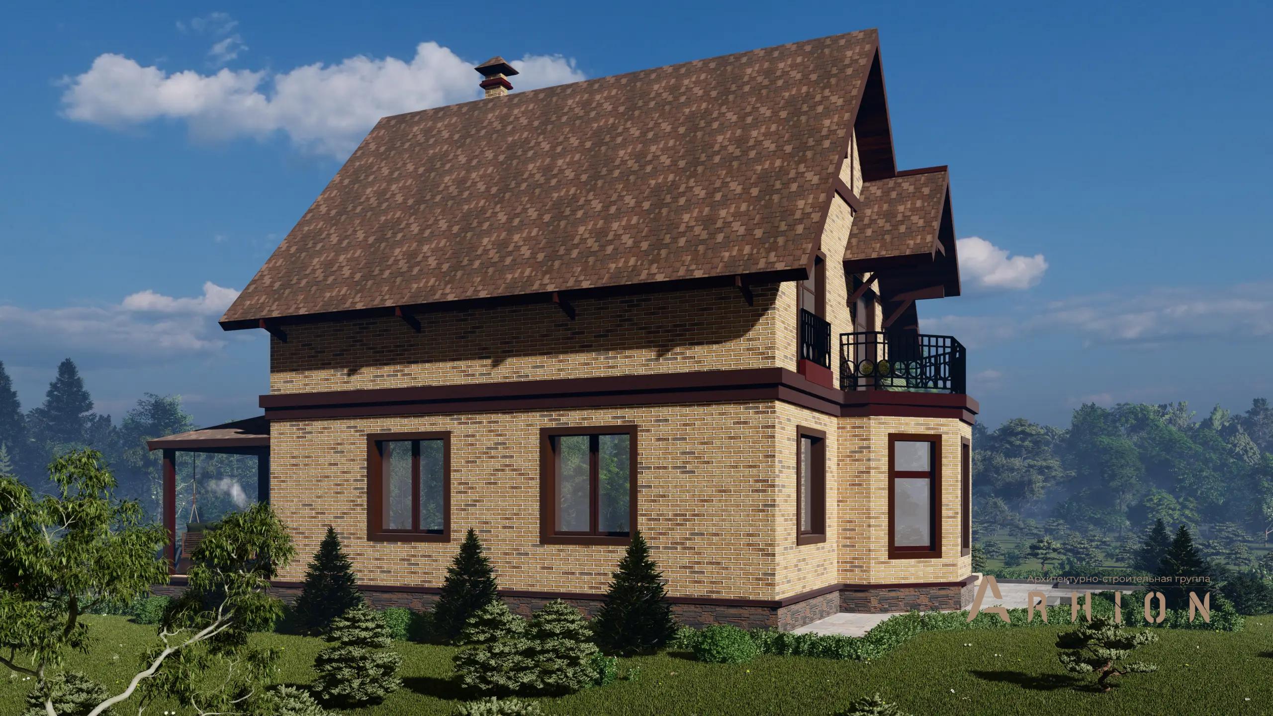 3. Проект одноэтажного дома в европейском стиле с многоскатной кровлей, H-1100, площадью - 157 кв c мансардой, терассой, балконом, эркером