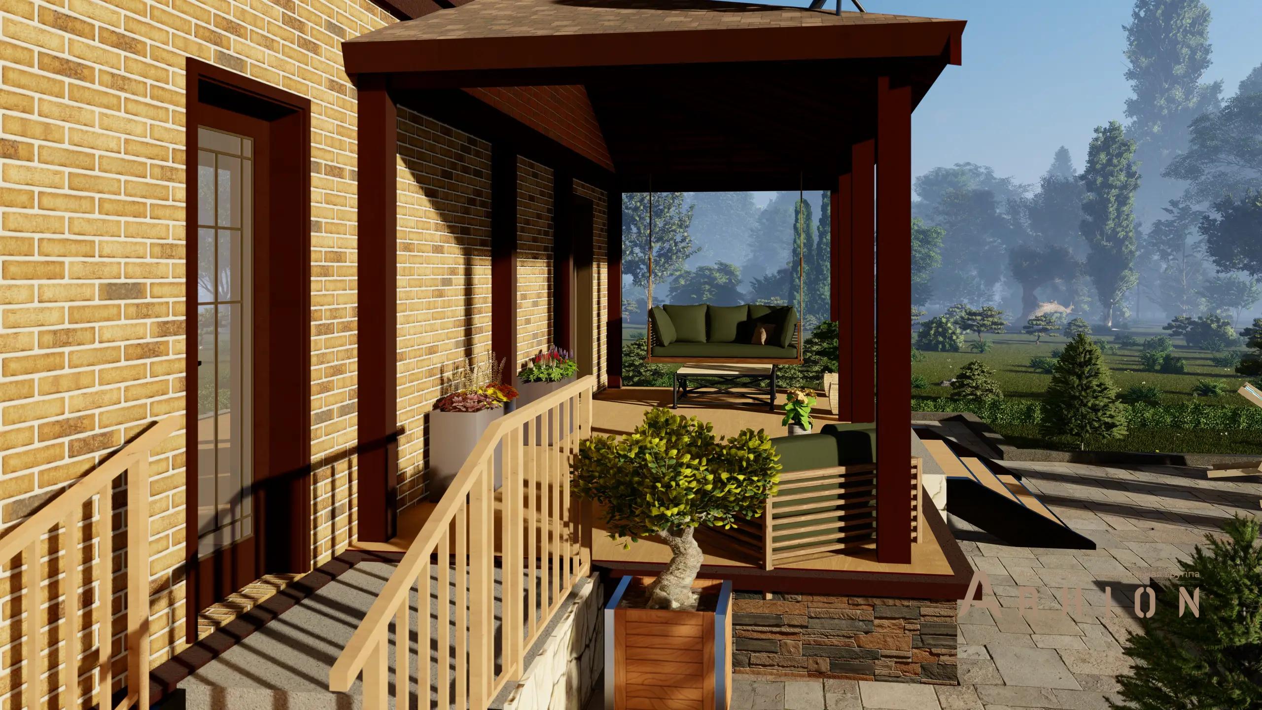 2. Проект одноэтажного дома в европейском стиле с многоскатной кровлей, H-1100, площадью - 157 кв c мансардой, терассой, балконом, эркером