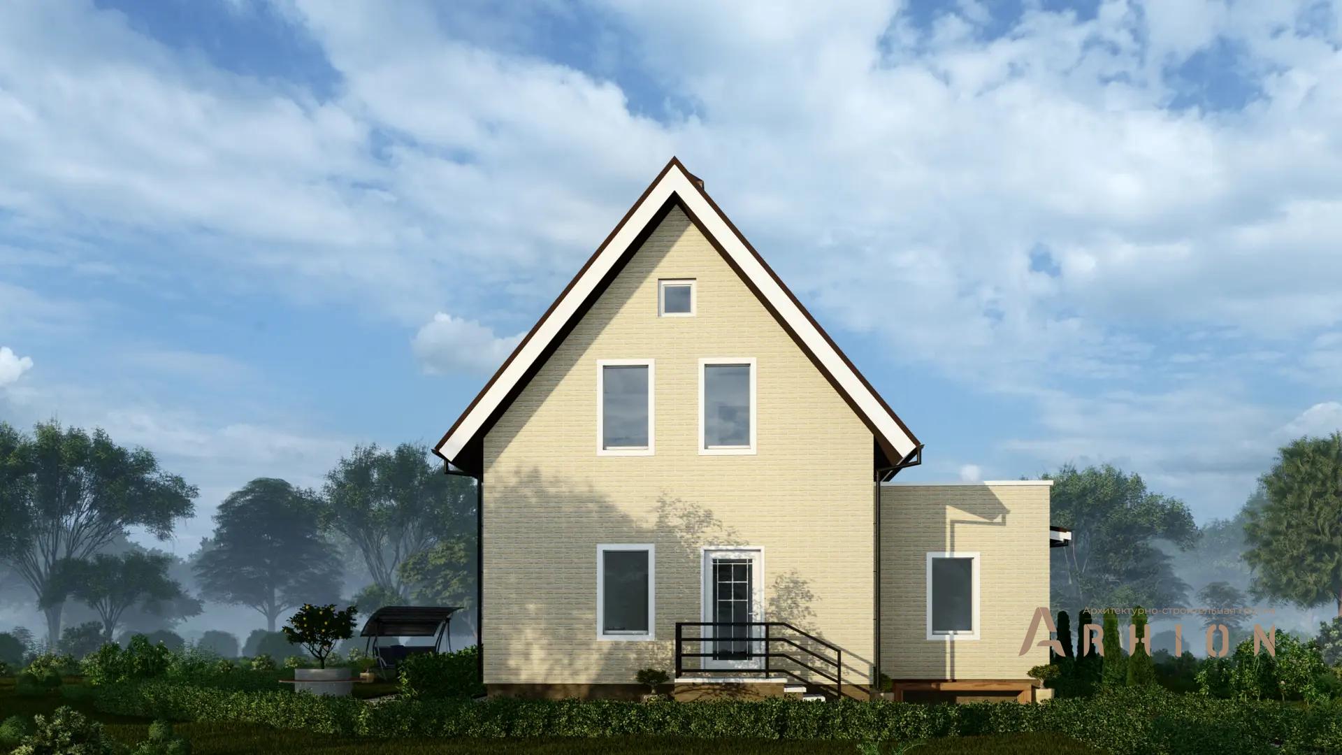 8. Проект одноэтажного дома в европейском стиле с двускатной кровлей, H-1101, площадью - 108 кв c мансардой