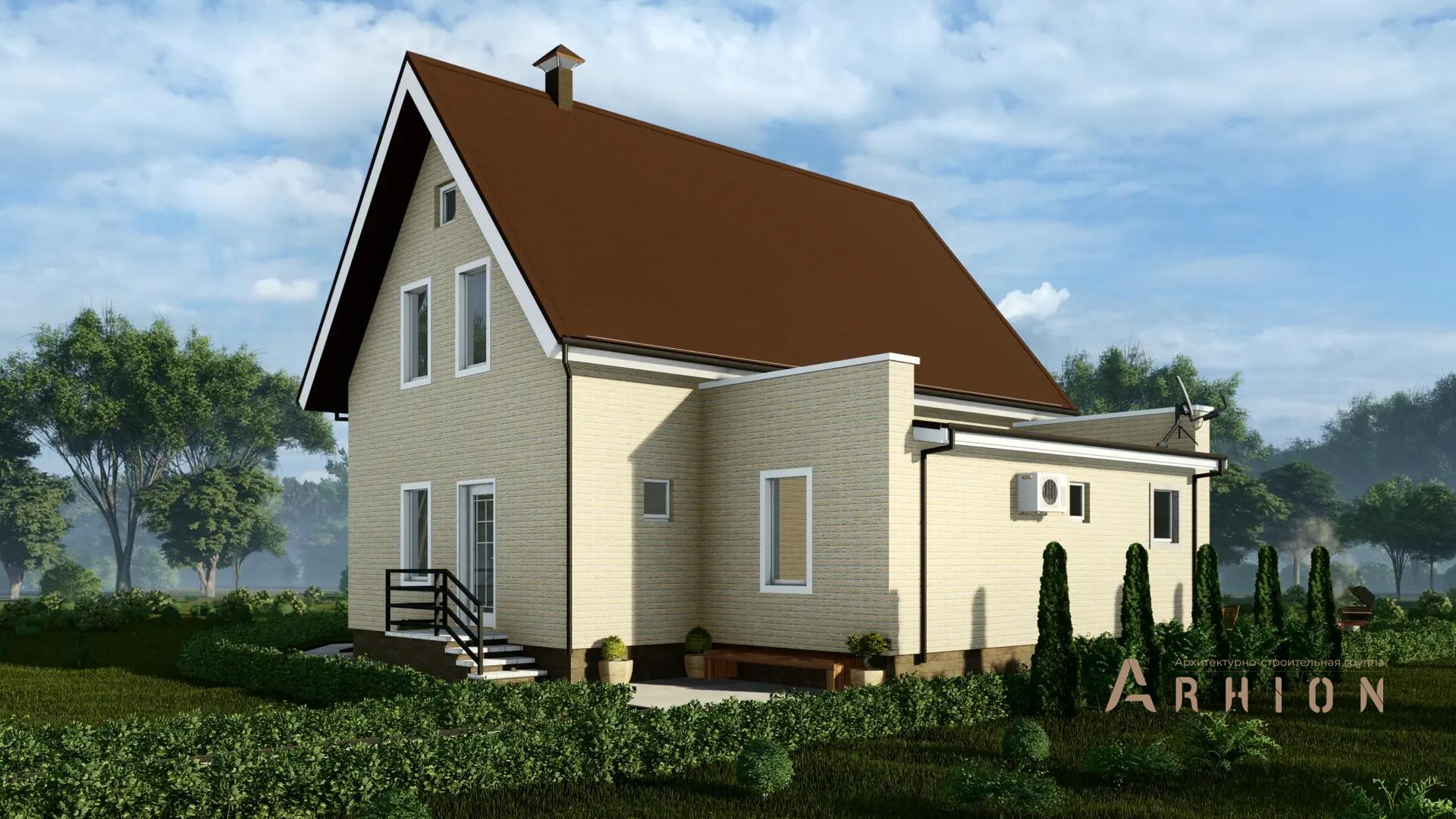 7. Проект одноэтажного дома в европейском стиле с двускатной кровлей, H-1101, площадью - 108 кв c мансардой