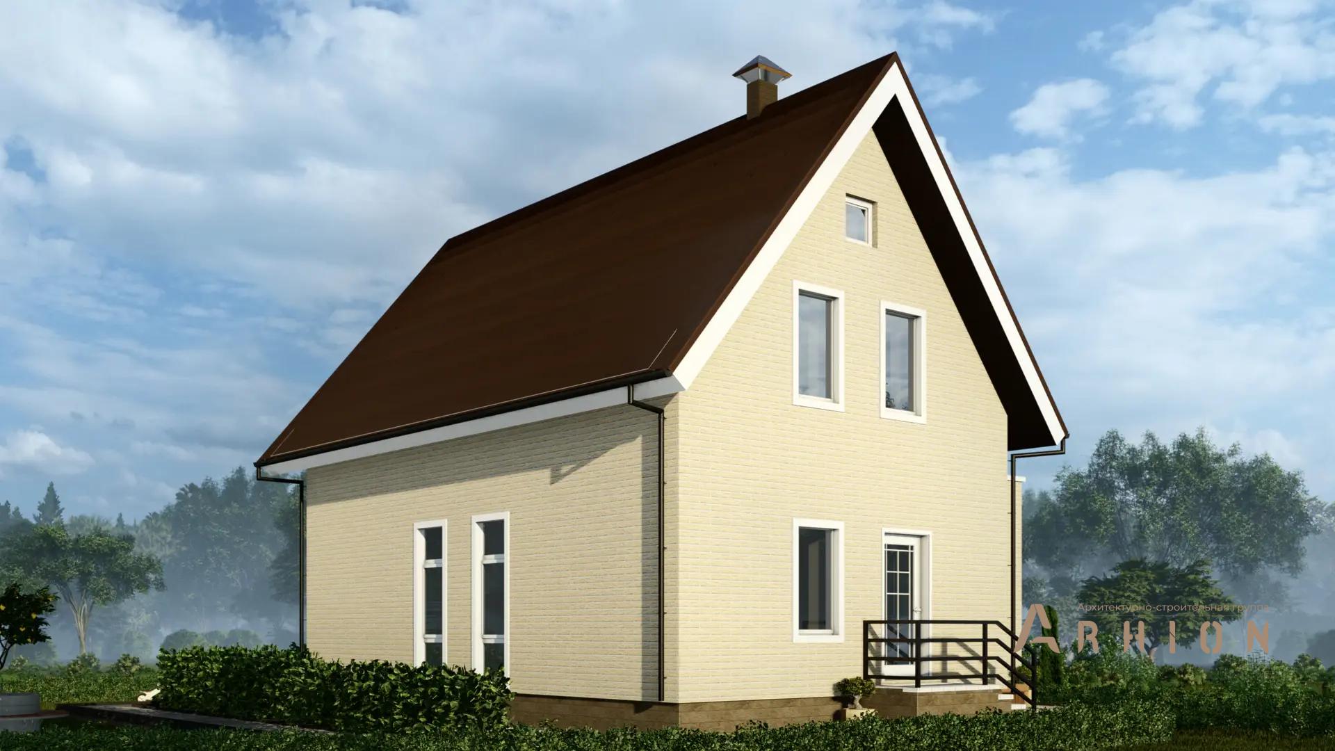 2. Проект одноэтажного дома в европейском стиле с двускатной кровлей, H-1101, площадью - 108 кв c мансардой