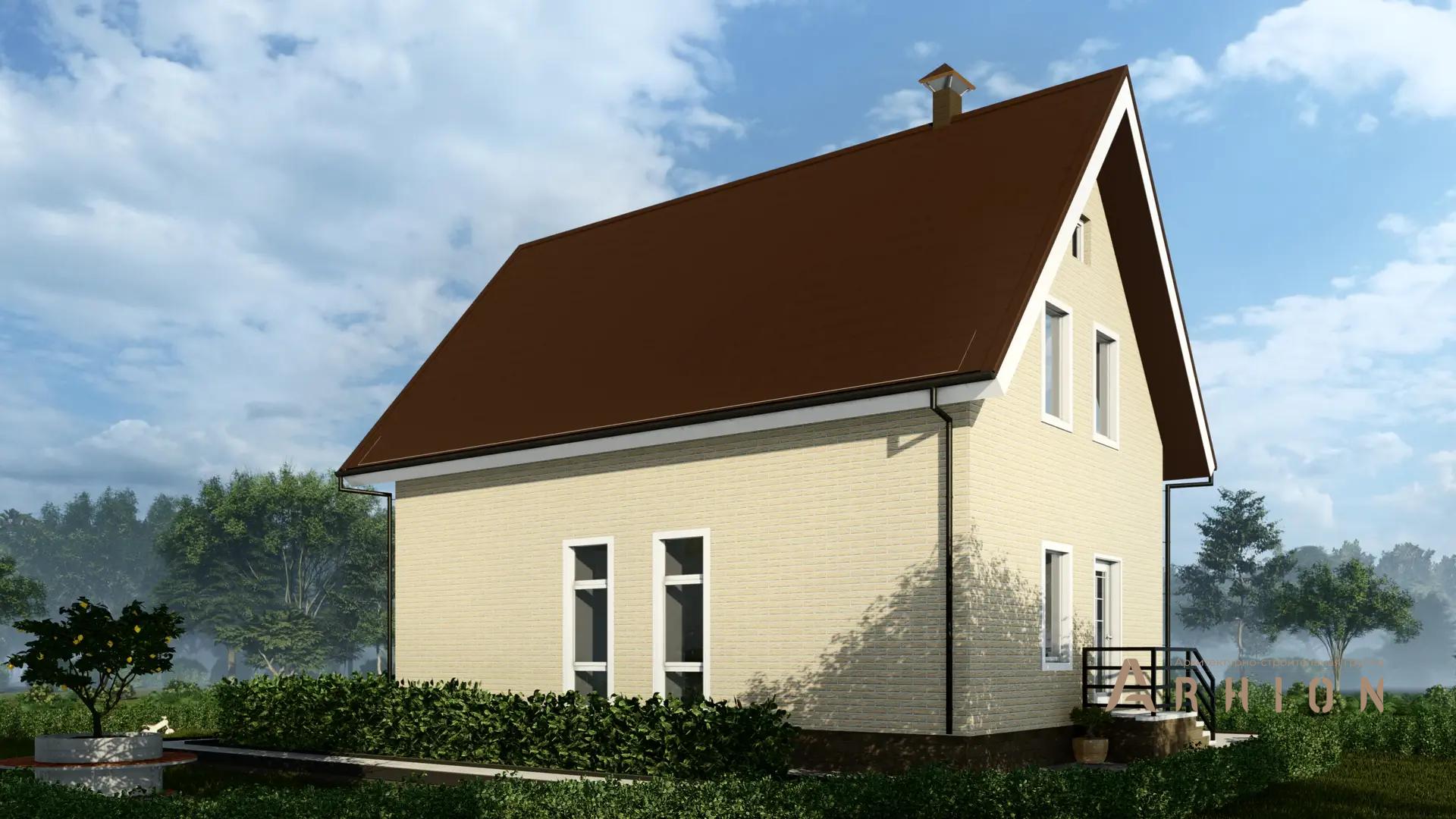 4. Проект одноэтажного дома в европейском стиле с двускатной кровлей, H-1101, площадью - 108 кв c мансардой