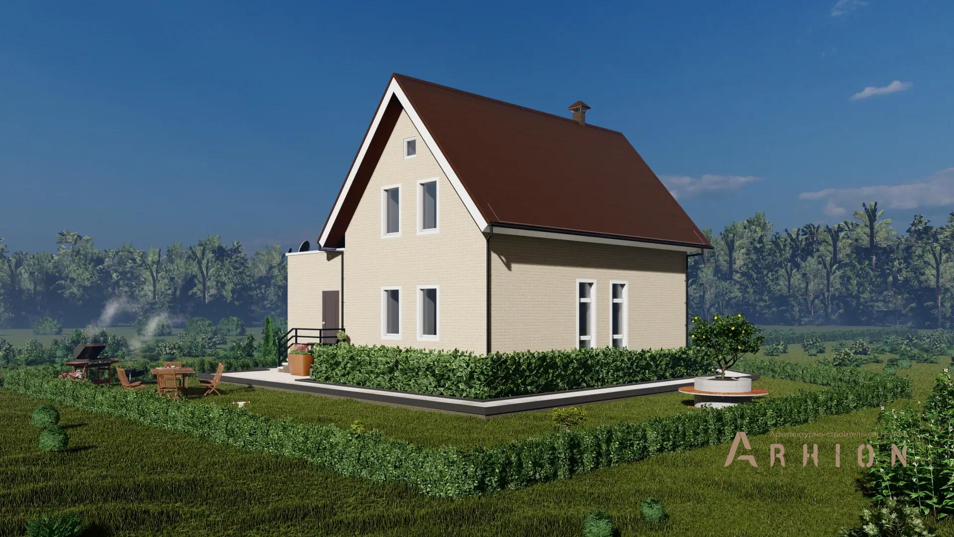 1. Проект одноэтажного дома в европейском стиле с двускатной кровлей, H-1101, площадью - 108 кв c мансардой