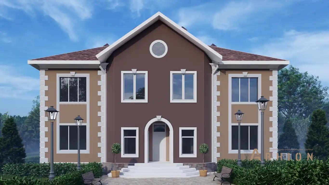 5. Проект двухэтажного дома в стиле модерн с многоскатной кровлей, H-1104, площадью - 294 кв c эркером