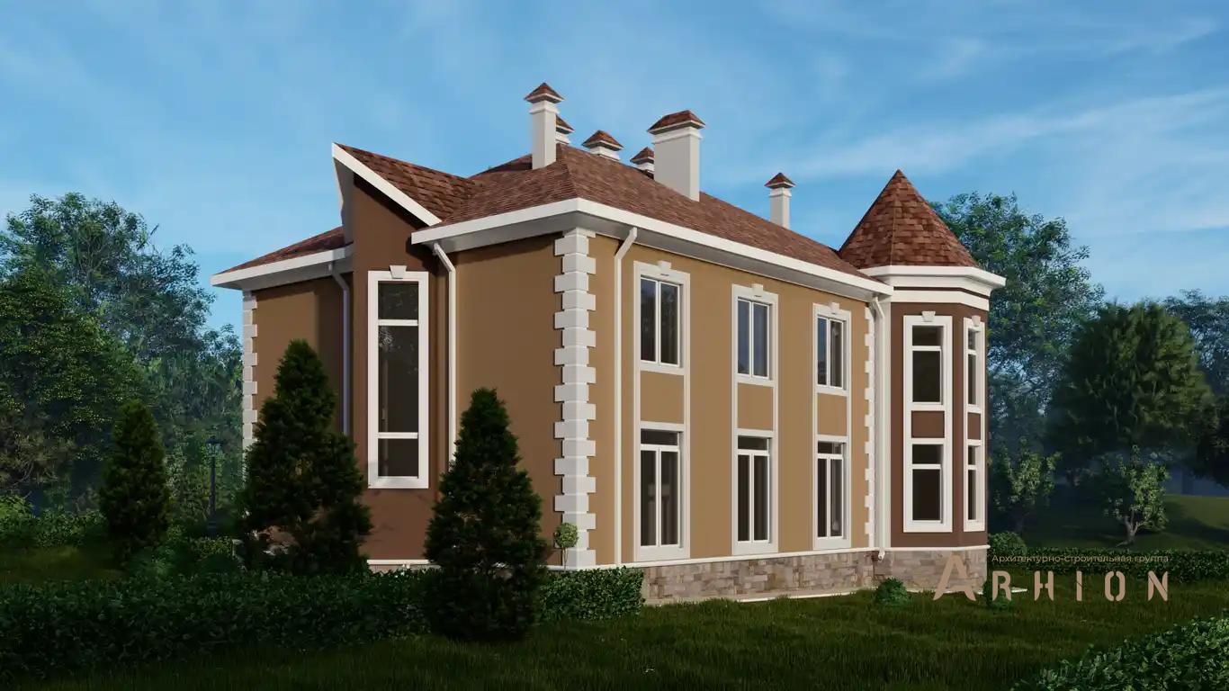 2. Проект двухэтажного дома в стиле модерн с многоскатной кровлей, H-1104, площадью - 294 кв c эркером