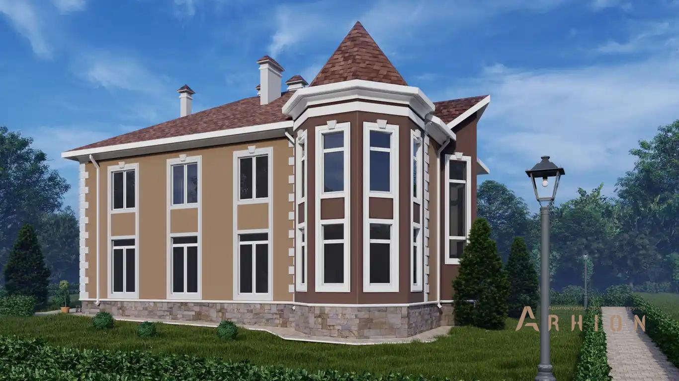 4. Проект двухэтажного дома в стиле модерн с многоскатной кровлей, H-1104, площадью - 294 кв c эркером