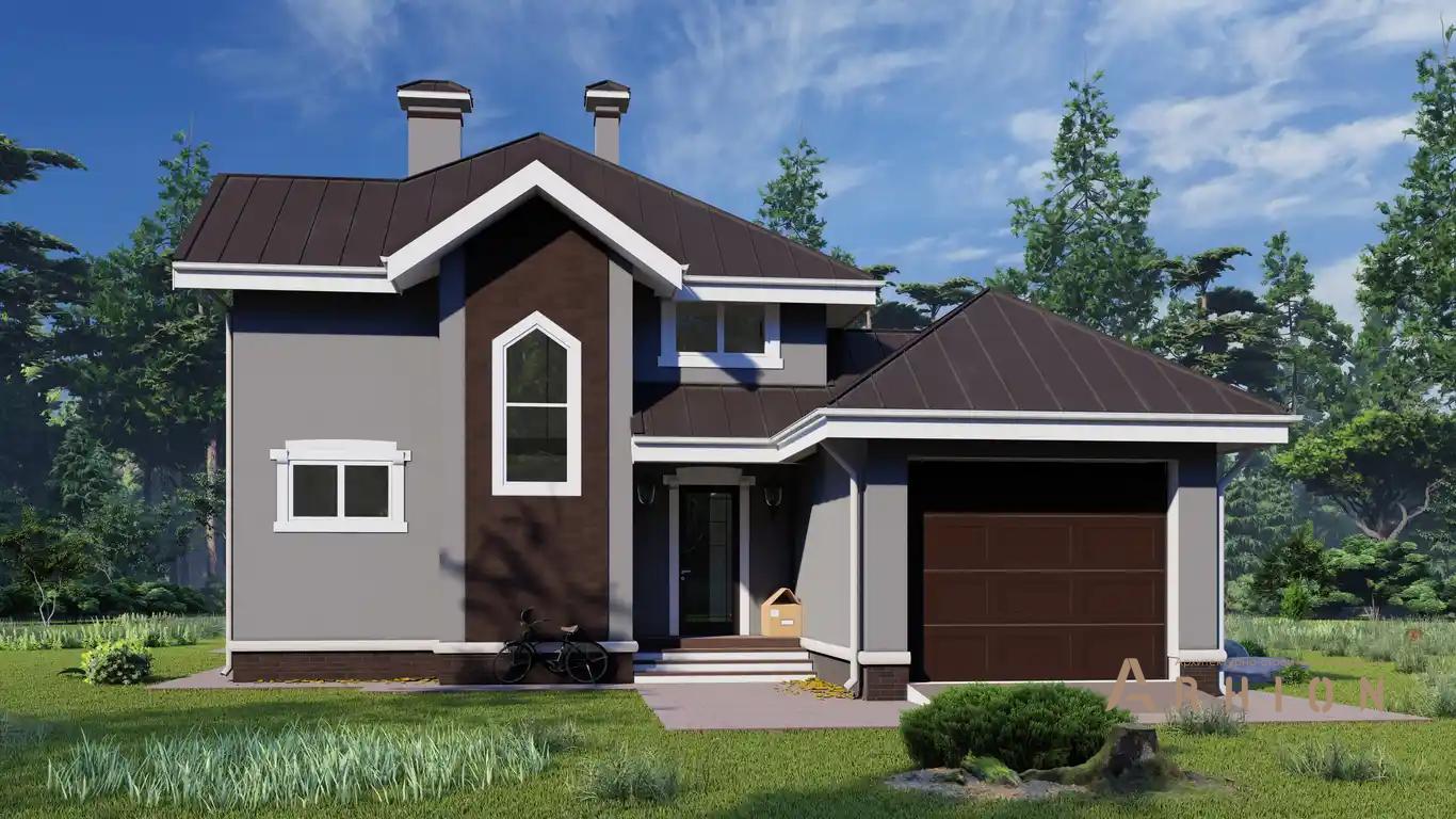 5. Проект одноэтажного дома в европейском стиле с многоскатной кровлей, H-1106, площадью - 172 кв c мансардой, терассой, гаражом, эркером