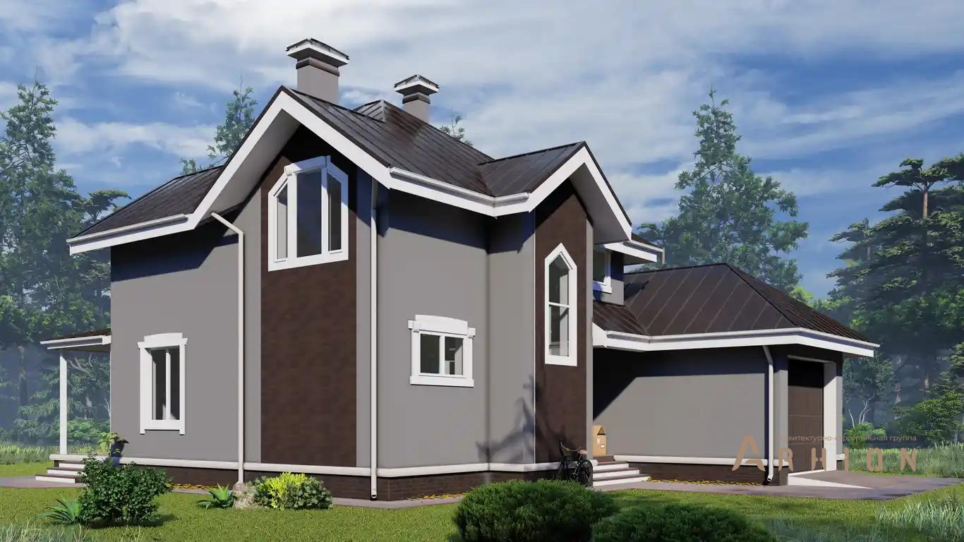 4. Проект одноэтажного дома в европейском стиле с многоскатной кровлей, H-1106, площадью - 172 кв c мансардой, терассой, гаражом, эркером