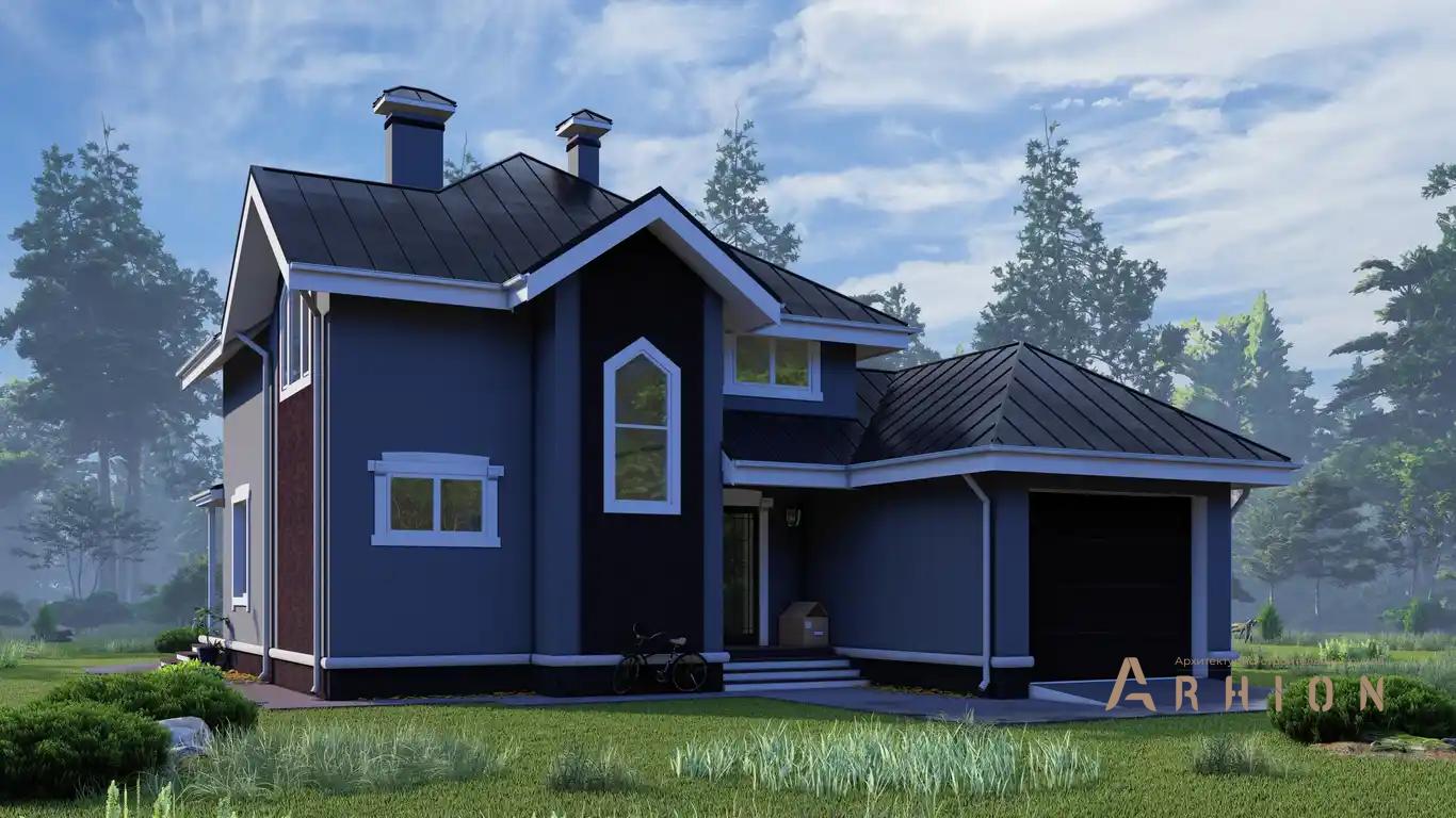 3. Проект одноэтажного дома в европейском стиле с многоскатной кровлей, H-1106, площадью - 172 кв c мансардой, терассой, гаражом, эркером