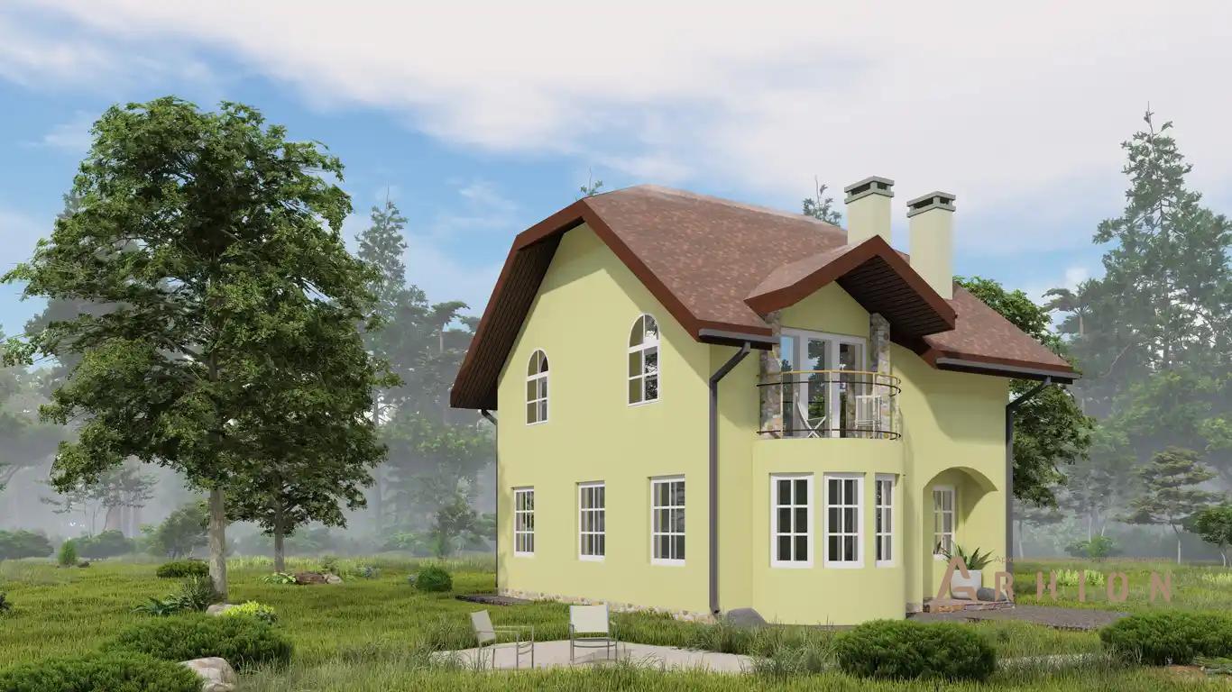 1. Проект одноэтажного дома в европейском стиле с многоскатной кровлей, H-1114, площадью - 235 кв c мансардой, балконом, эркером