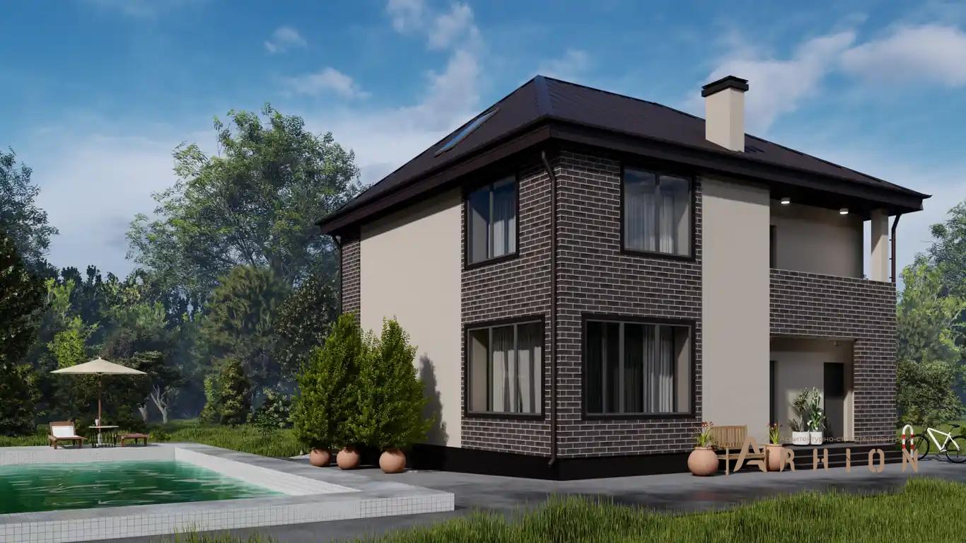 9. Проект двухэтажного дома в современном стиле с четырехскатной, H-1115, площадью - 191 кв c мансардой, балконом