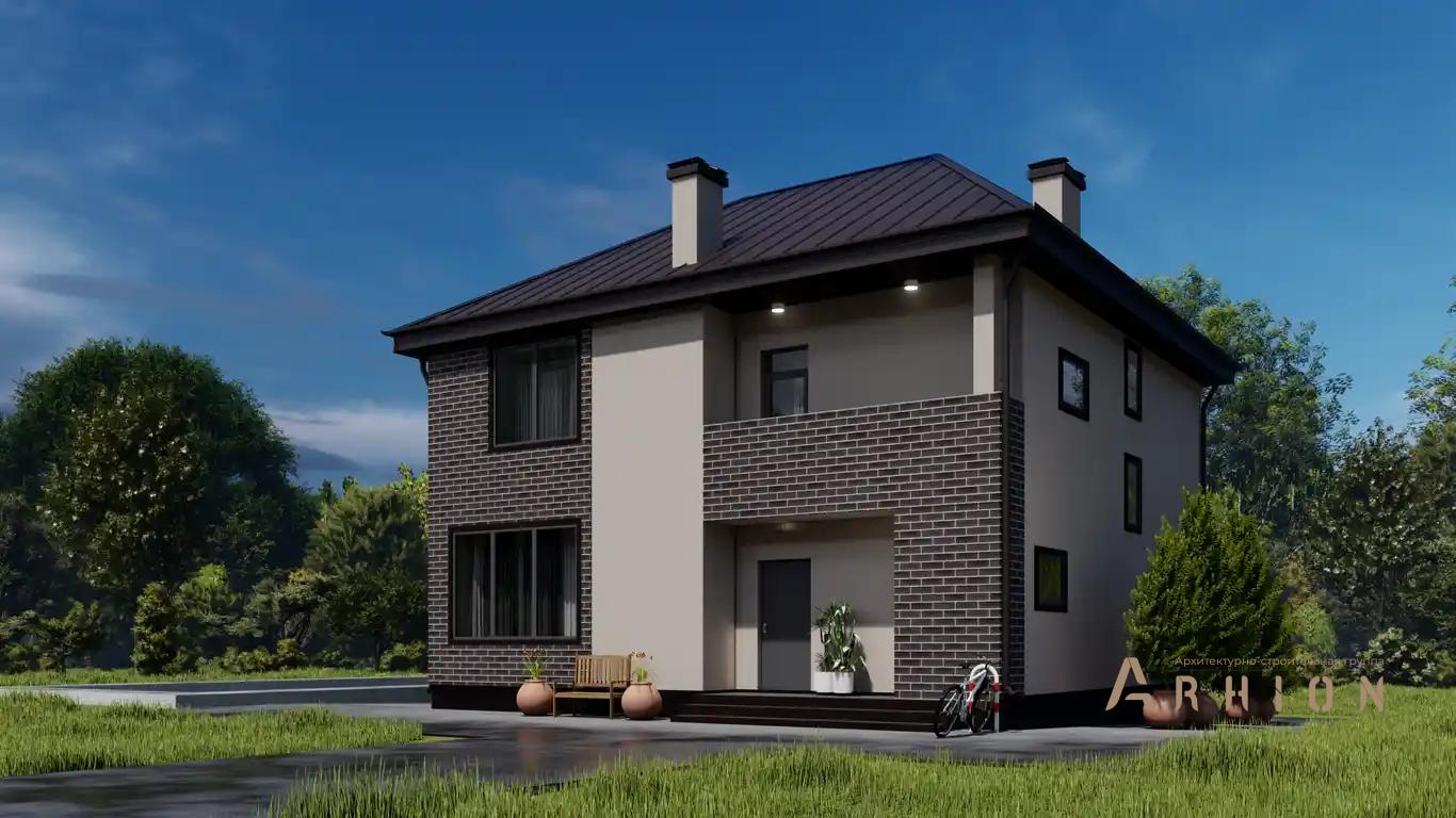 1. Проект двухэтажного дома в современном стиле с четырехскатной, H-1115, площадью - 191 кв c мансардой, балконом